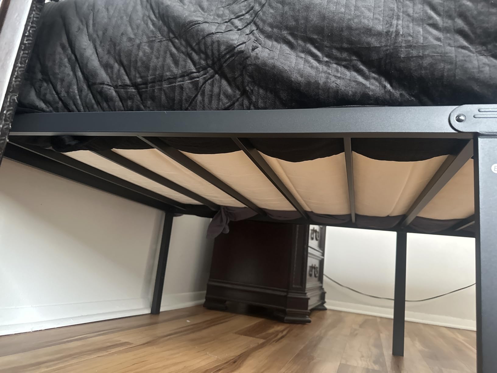 NEW JETO Metal Bed Frame,Queen Size Bed Frame with Storage Space,Heavy Duty Sturdy Mattress Foundation,Easy Assembly,No Box Spring Needed, Black,14 Inch,Queen customer photo 1