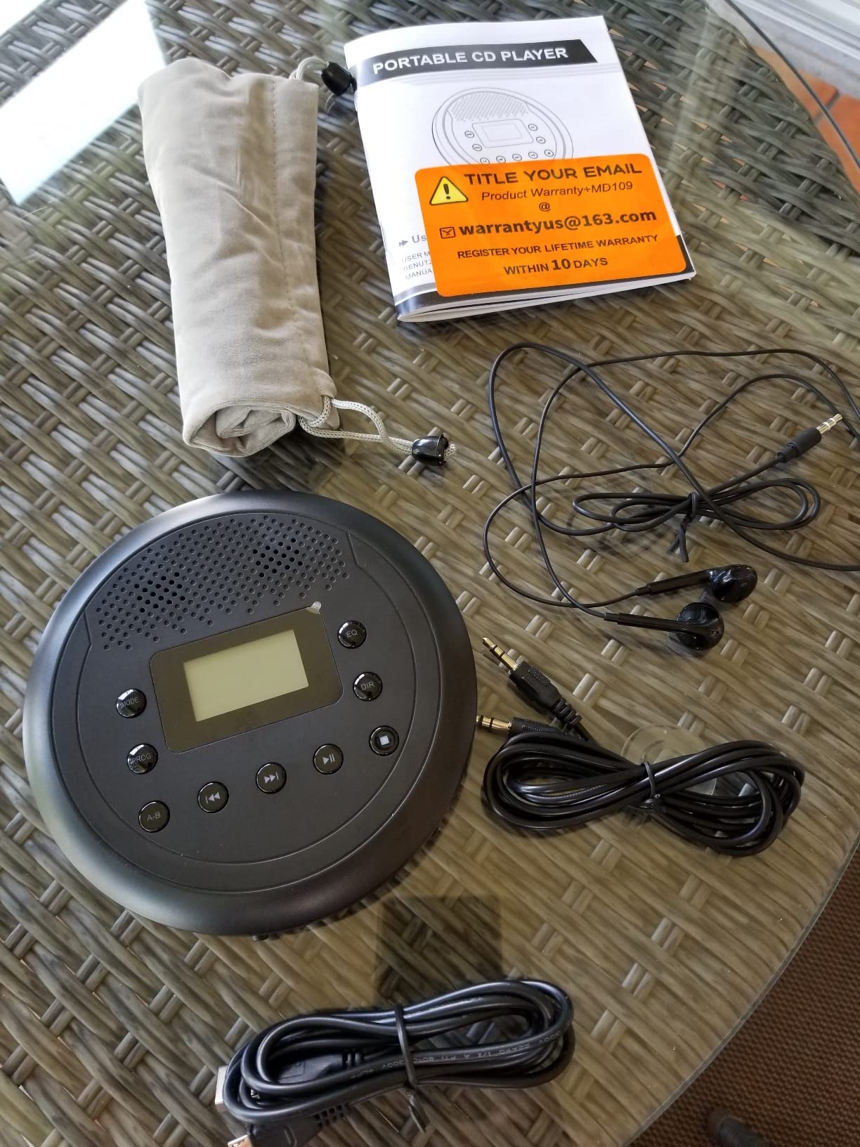CD Player Portable | Speaker Built-in Rechargeable CD Player for Car and Home, Anti-Skip Player with Headphones(Cyan-Blue) customer photo 2