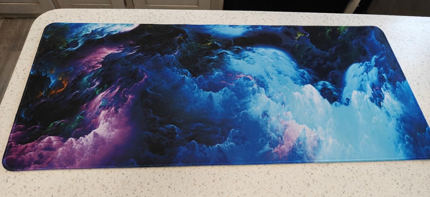 Topographic Contour Extended Big Mouse Pad Large, Gaming Mouse Pad Desk Pad, 27.6x11.8 Inch Long Computer Keyboard Mouse Mat Mousepad with 3mm Non-Slip Base and Stitched Edge for Gaming and Office customer photo 1