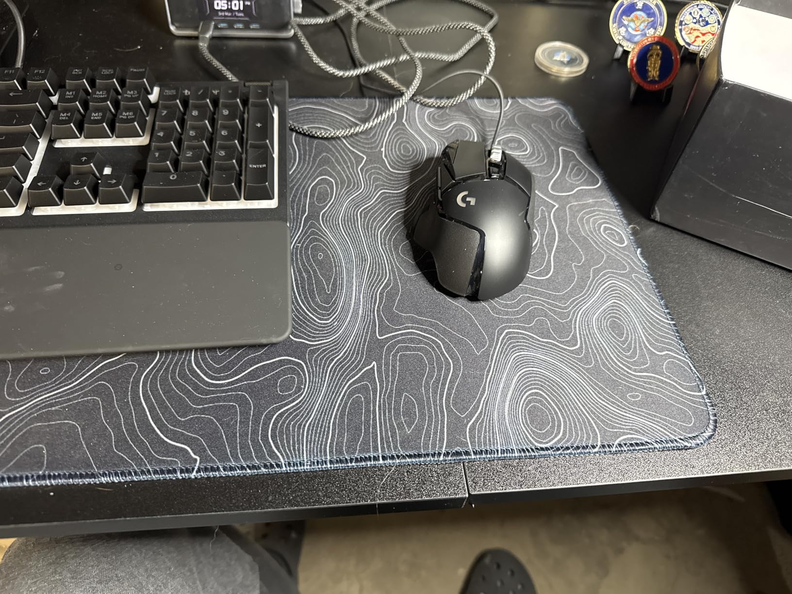 Topographic Contour Extended Big Mouse Pad Large, Gaming Mouse Pad Desk Pad, 27.6x11.8 Inch Long Computer Keyboard Mouse Mat Mousepad with 3mm Non-Slip Base and Stitched Edge for Gaming and Office customer photo 2