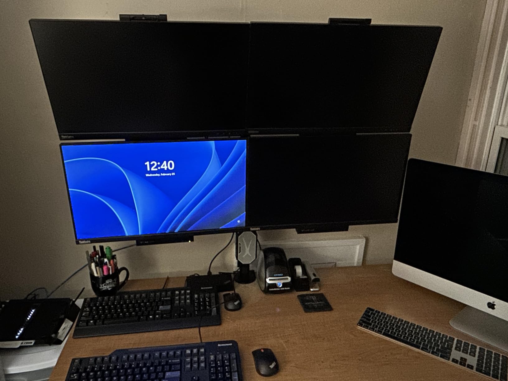 MOUNT PRO Quad Monitor Stand, 4 Monitor Mount for 13 to 32 inch Computer Screens, Hold up to 17.6lbs Each, Fully Adjustable Stacked 4 Desk Arm, VESA Mount, C clamp/Grommet Base customer photo 1