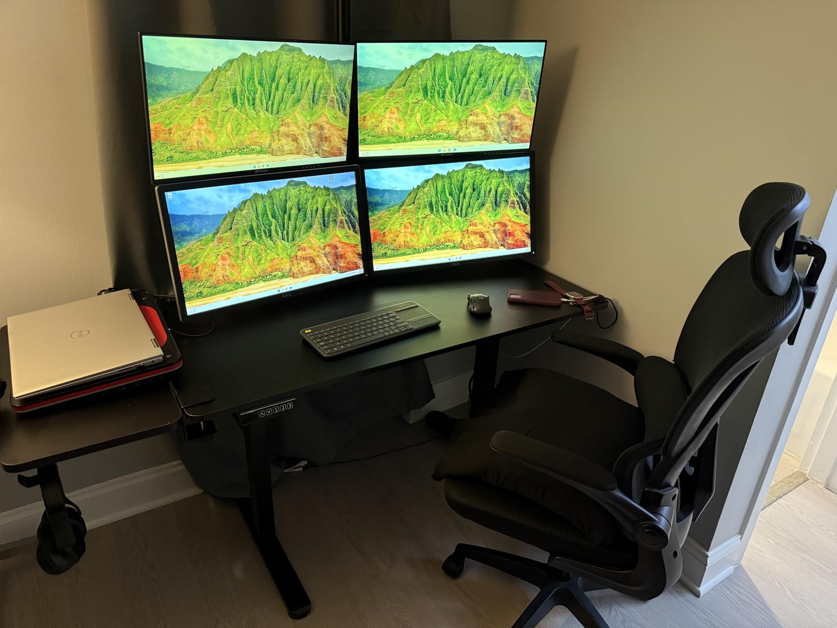 MOUNT PRO Quad Monitor Stand, 4 Monitor Mount for 13 to 32 inch Computer Screens, Hold up to 17.6lbs Each, Fully Adjustable Stacked 4 Desk Arm, VESA Mount, C clamp/Grommet Base customer photo 2