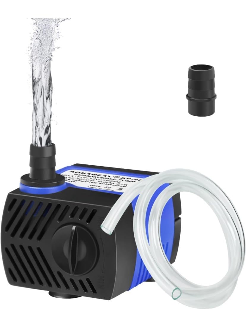 AQUANEAT Small Fountain Pump, 80 GPH Mini Submersible Water Pump with 3.3 ft Tubing, for Aquarium Fish Tank, Pet Water Fountain, Hydroponics, Pond Waterfall Filter Pump customer photo 2