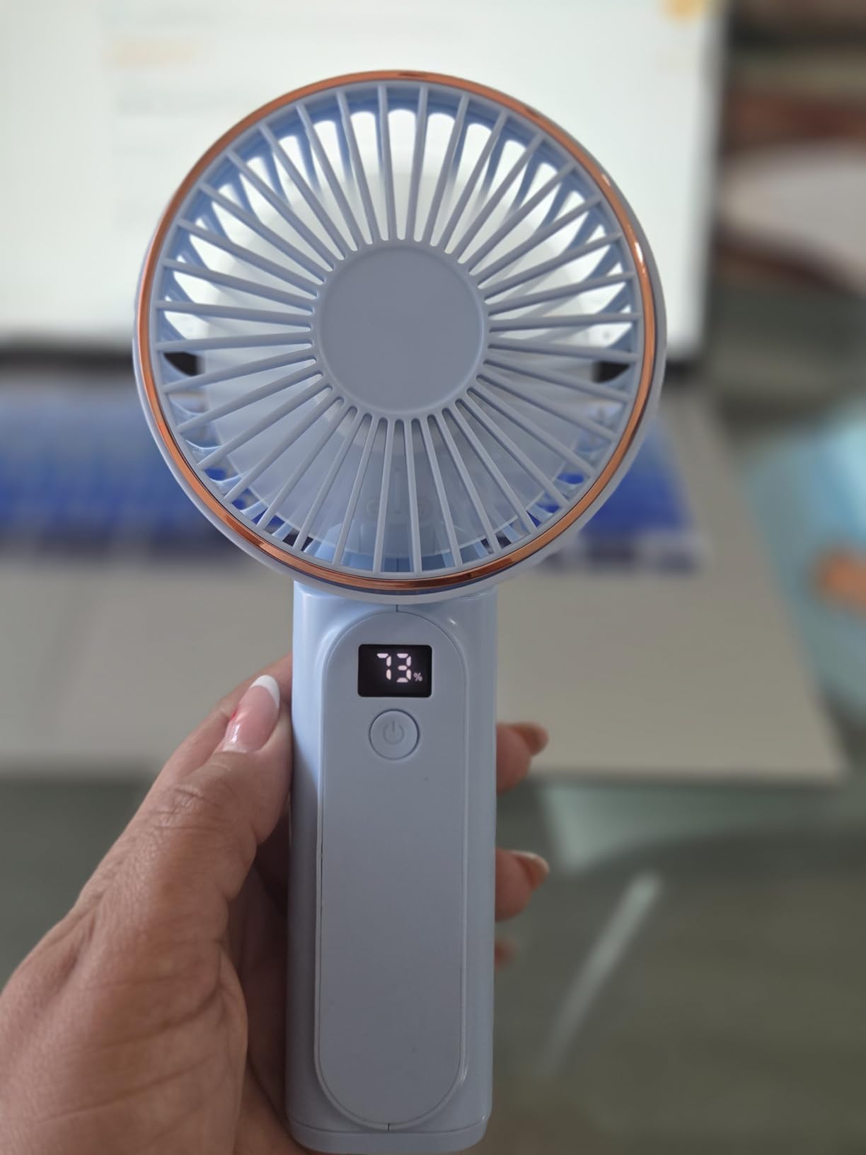 Portable Handheld Fan, Portable Fan Rechargeable, 4000mAh, 180° Adjustable, 6 Speed Wind, Display Electricity in Real Time, USB Rechargeable Foldable Fan, Quiet Personal Fan as Power Bank customer photo 2