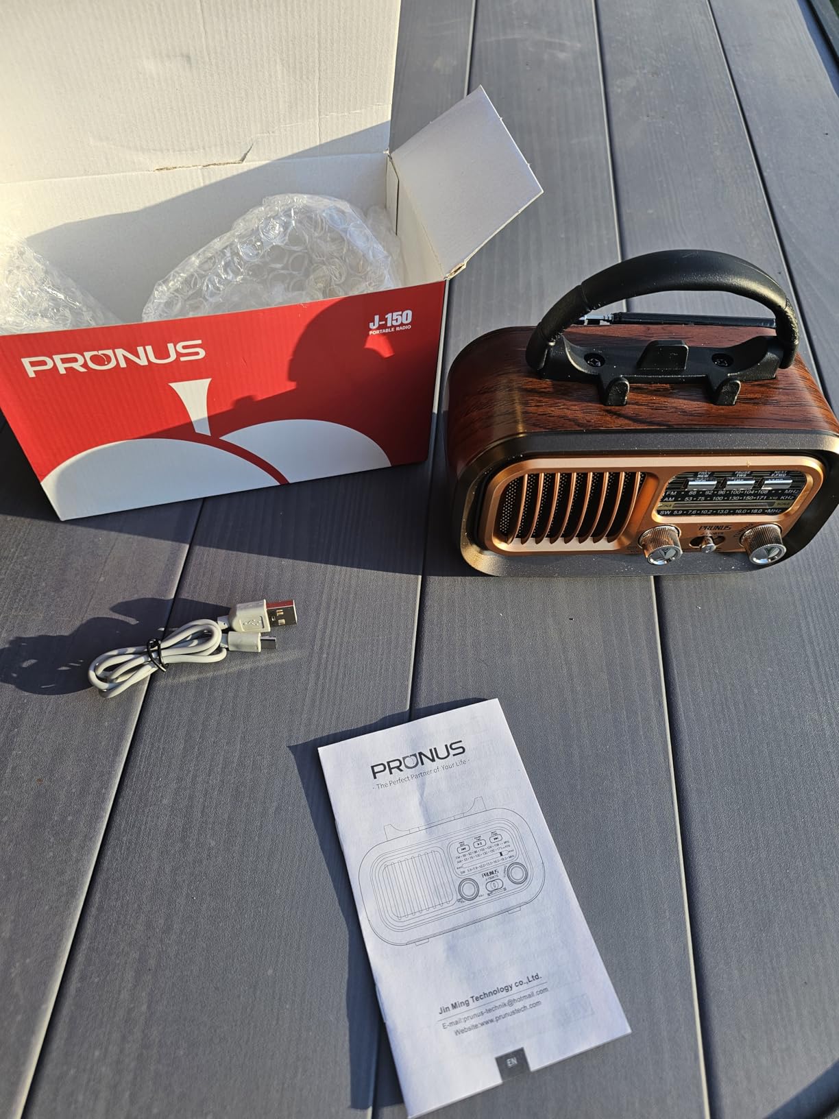 PRUNUS J-150 Portable Radio AM FM SW Bluetooth Speaker, Gifts for Dad and Mom, Retro Radios Vintage Transistor with Best Sound, Solar/D Battery Operated/USB Charging, TWS, Support TF Card/USB Playing customer photo 1