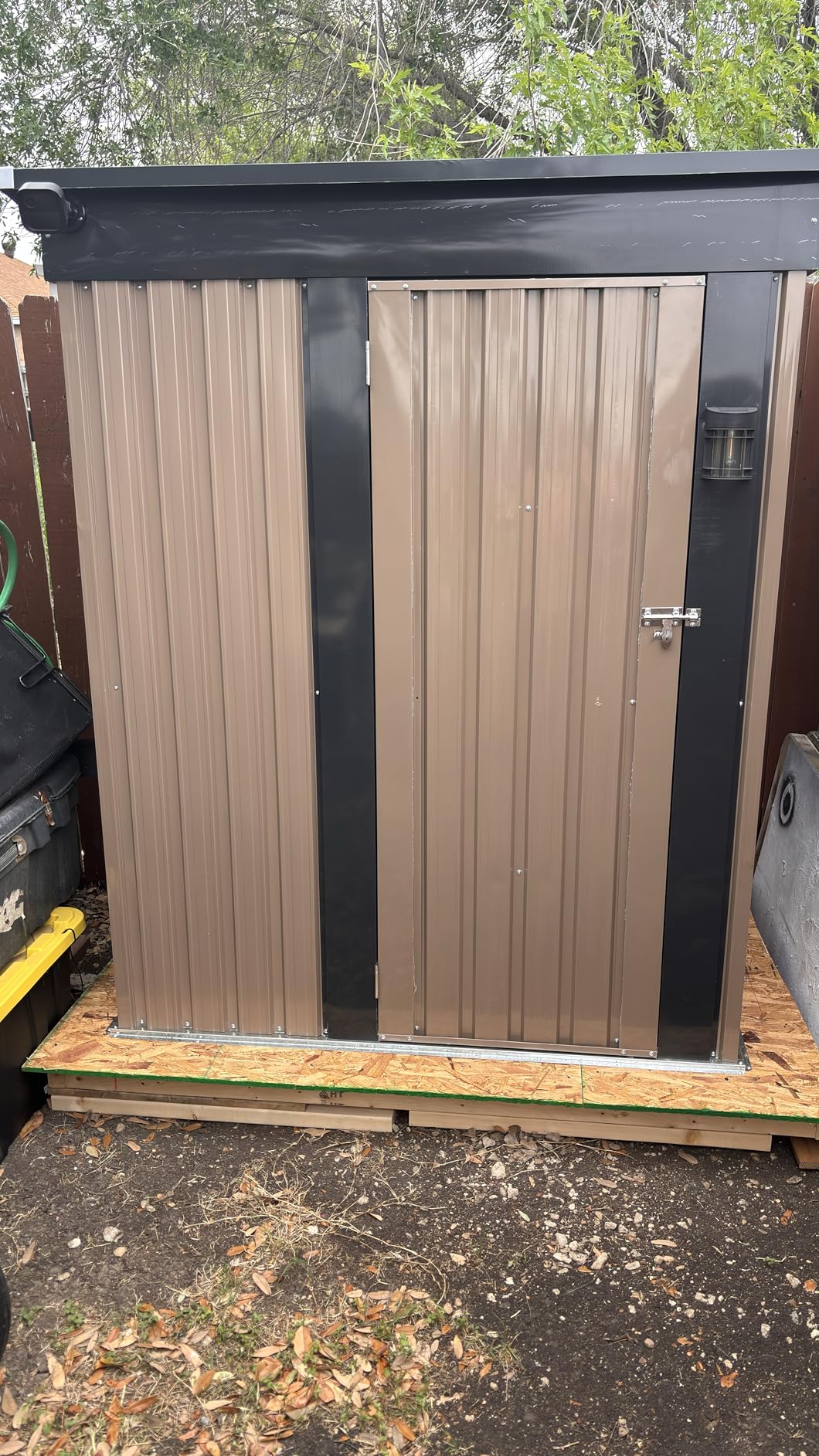 Patiowell 5x3 FT Outdoor Storage Shed, Tool Shed with Sloping Roof and Lockable Door, Metal Shed for Backyard Garden Patio Lawn, Brown customer photo 1