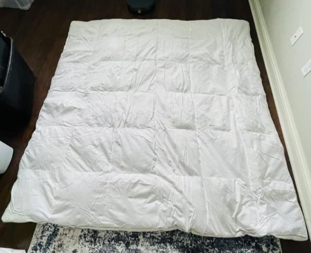 Martha Stewart 3 Inch White Down Feather Mattress Topper - Queen Size Fluffy White Feather Bed Topper 100% Cotton Cover Fabric Ultra Soft Pillow Top Featherbed for Bedroom (60