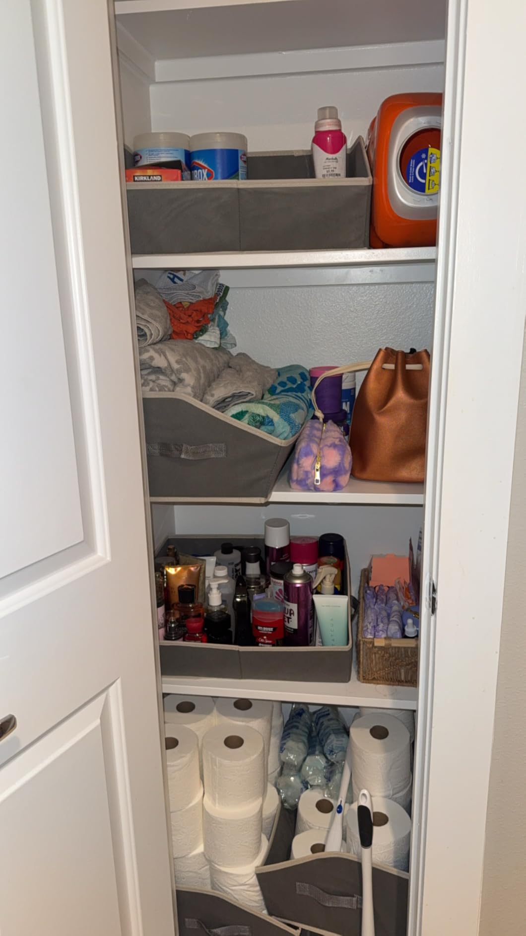 Homsorout Closet Organizers Bins 6 Packs - Large Closet Shelf Organizer with Handles, Fabric Trapezoid Storage Bins, Collapsible Storage Cubes for Clothes, Towels, Light Gray customer photo 2