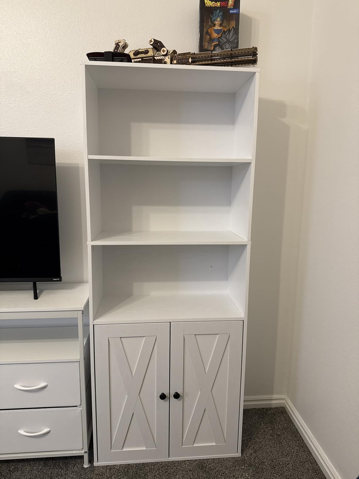 IRONCK Industrial Bookshelves and Bookcases with Doors 11.8 in Depth Floor Standing 5 Shelf Display Storage Shelves Tall Bookcase for Home, Office, Living Room customer photo 1