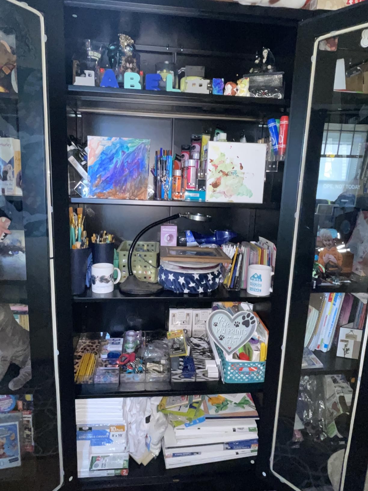 Display Cabinet with Glass Doors, 71 Inches Metal Display Case with 4 Adjustable Shelves, Curio Storage Cabinet with Lock for Home, Office, Book, Pantry, Assemble Required (Black) customer photo 2