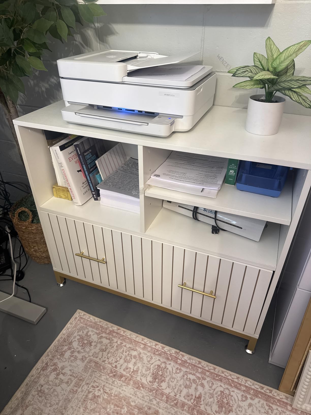 Tribesigns Lateral File Cabinet with Drawer, White Filing Cabinet for Letter/Legal/A4 Size Files, 35.4