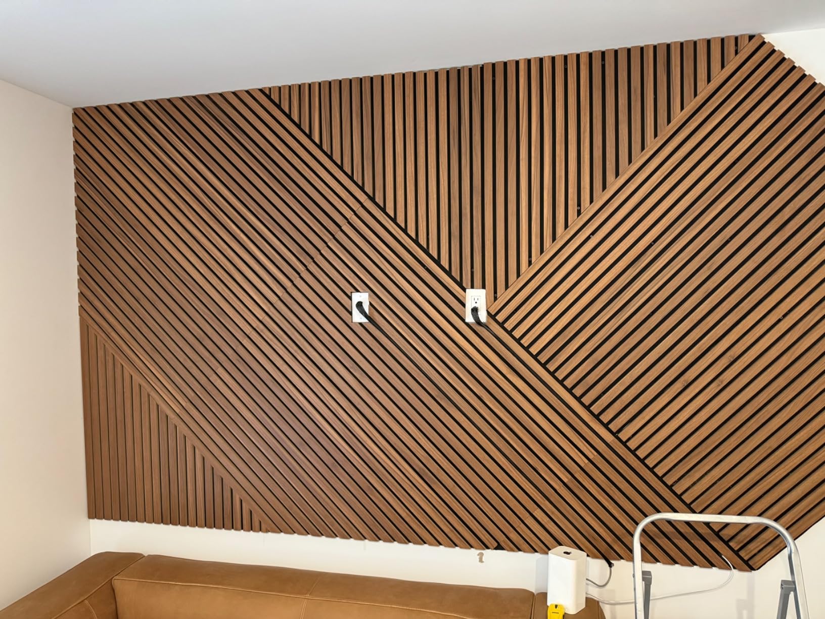 Art3d 2 Wood Slat Acoustic Panels for Wall and Ceiling - 3D Fluted Sound Absorbing Panel with Wood Finish - Walnut customer photo 2