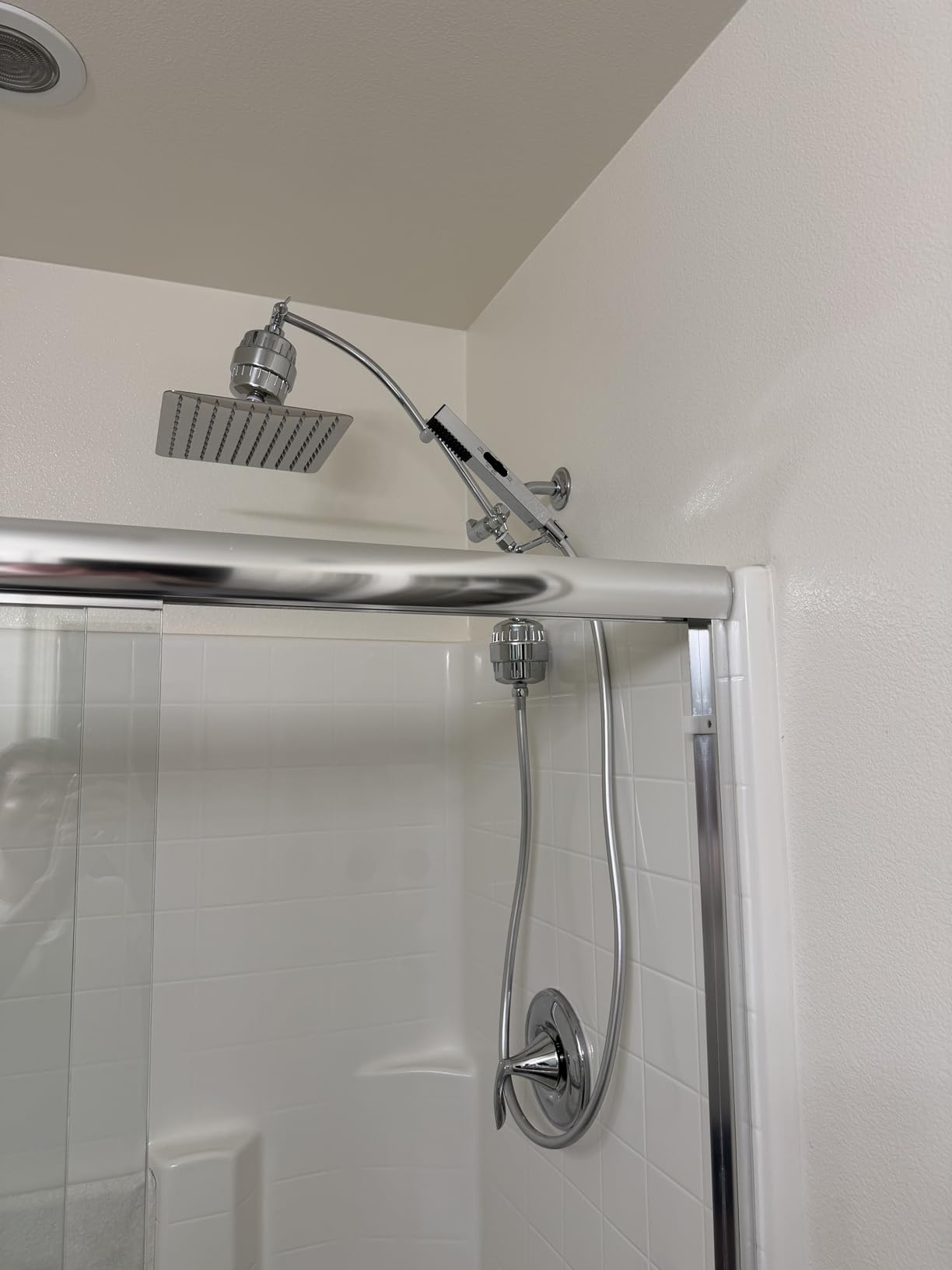 Hibbent All Metal CUPC Certified 10'' Rainfall Shower Head, Dual Shower Head Combo, High Pressure Handheld 4 Sprays Shower Wand, 16'' Adjustable Extension Arm, 71'' Hose, Shower Holder, Matte Black customer photo 2