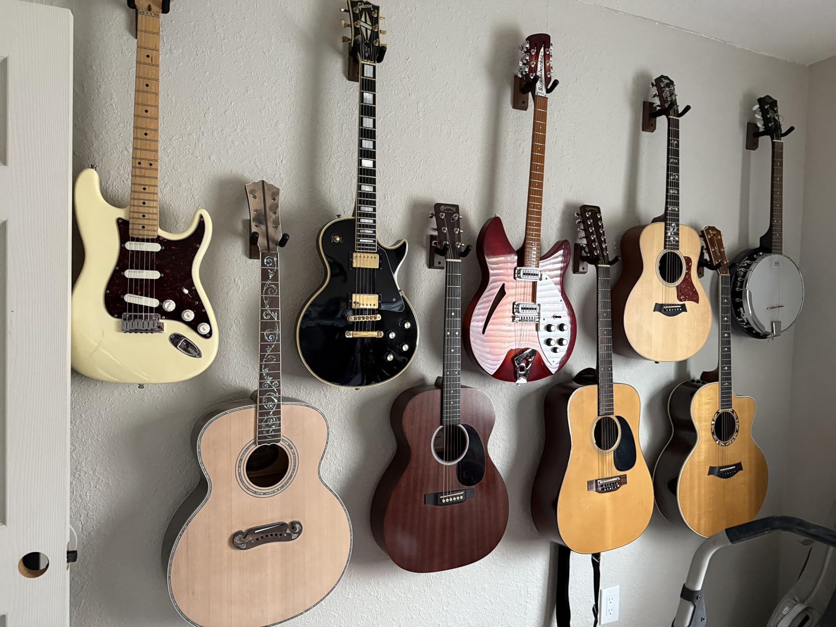 DOMMI Guitar Wall Mount 4 Pack, Guitar Holder with Rotatable Soft Guitar Hook for All Size Guitars, Hardwood U-Shaped Guitar Hanger Wall Mount for Acoustic, Electric Guitar, Bass, Black Walnut customer photo 2