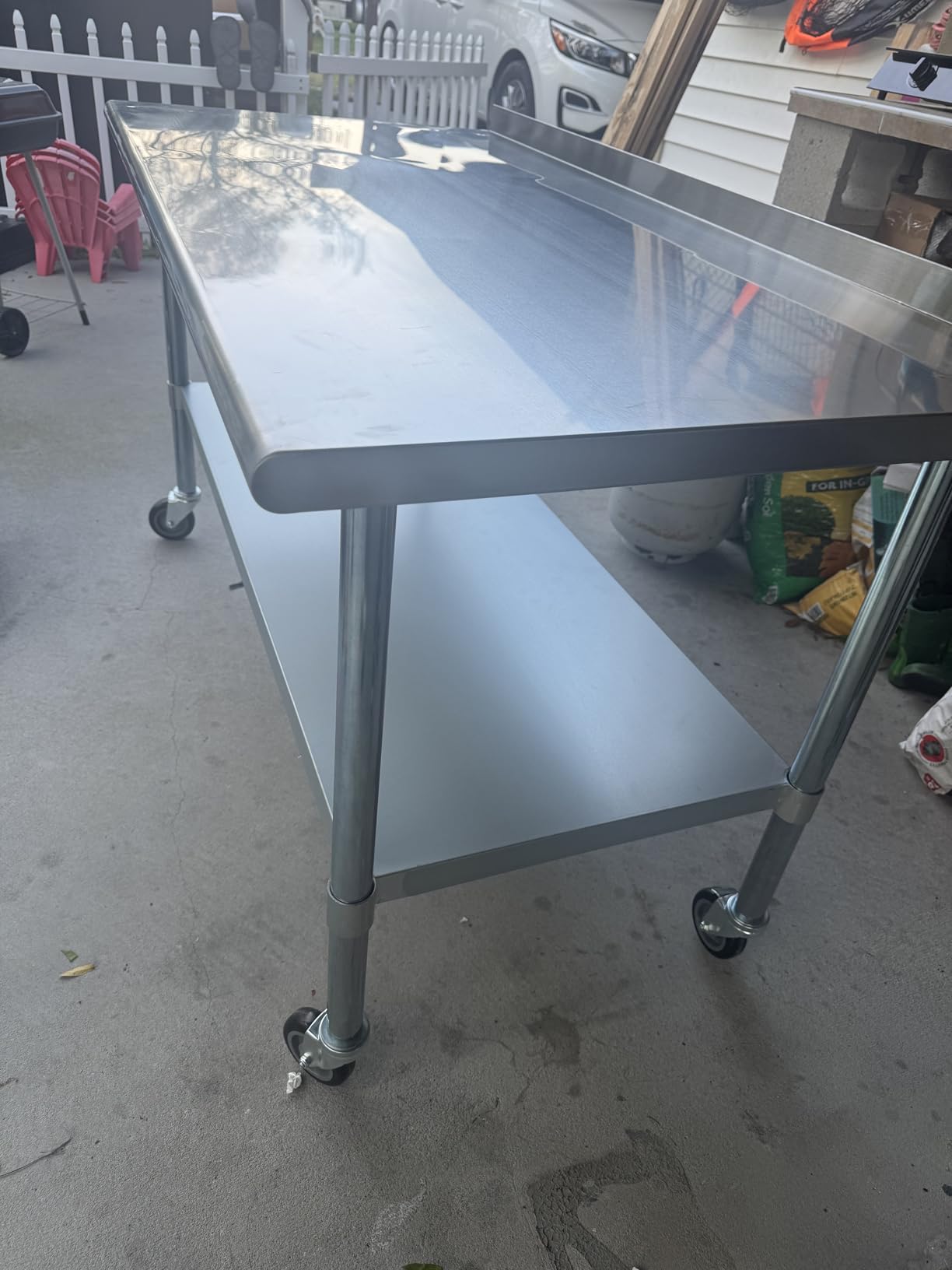 HARDURA Stainless Steel Table 24 x 48 Inches with Wheels Casters NSF Heavy Duty Commercial Prep Table with 2