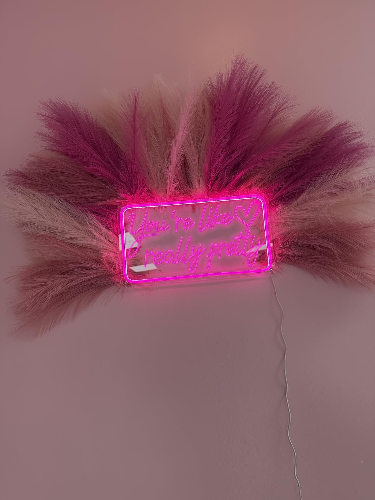 You're Like Really Pretty Neon Signs for Wall Decor, LED Neon Sign Aesthetic Room Decor for Teen Girls Neon Lights Signs for Bedroom, Salon, Wedding Party Pink Neon Name Sign customer photo 1