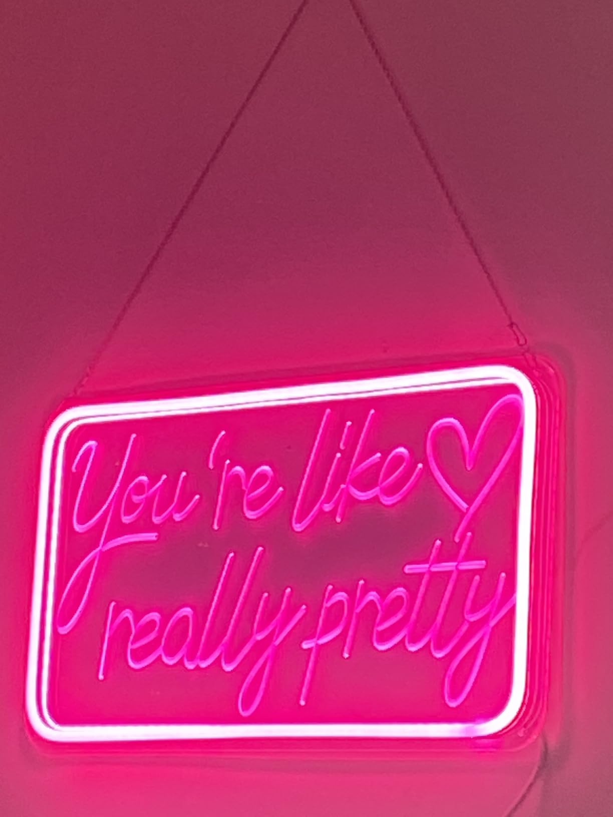 You're Like Really Pretty Neon Signs for Wall Decor, LED Neon Sign Aesthetic Room Decor for Teen Girls Neon Lights Signs for Bedroom, Salon, Wedding Party Pink Neon Name Sign customer photo 2