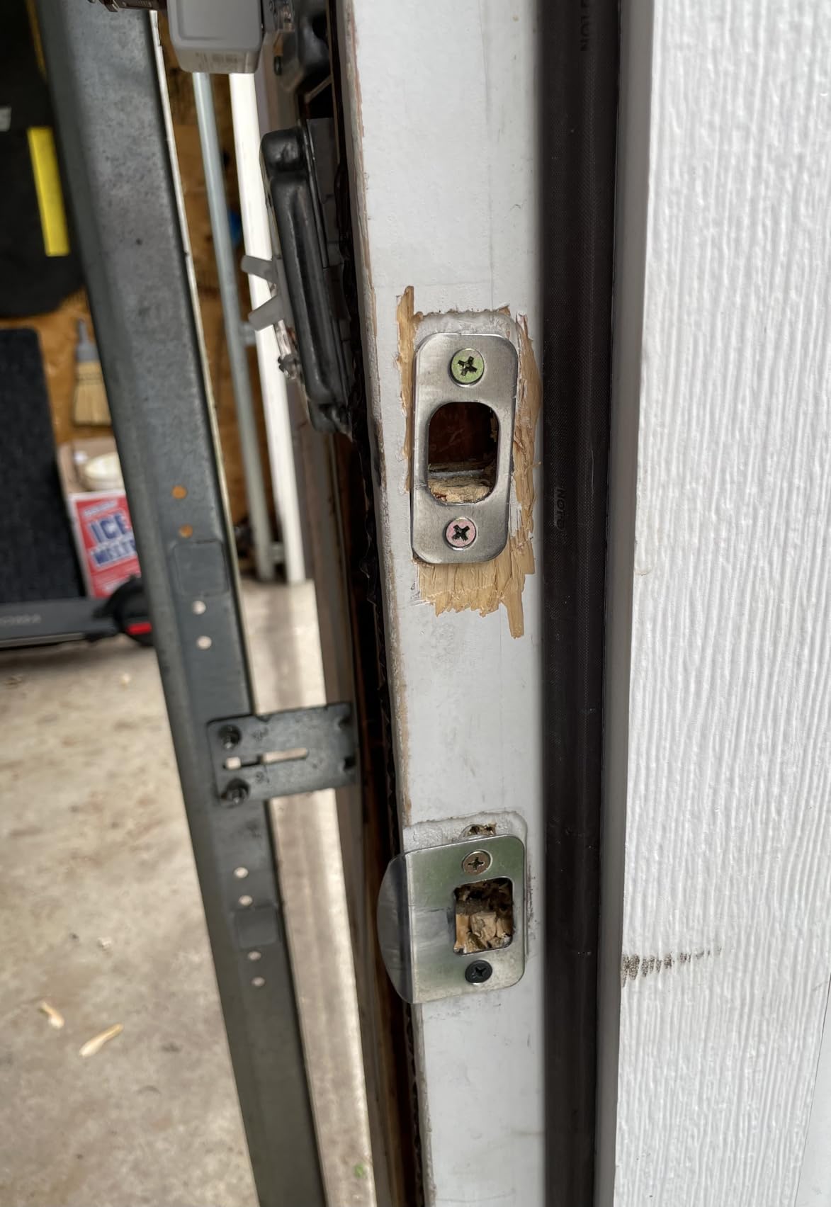 Door Strike Plate Reinforcement Plate - Front Door Security Devices Metal Striker Plates Door Latch Plate with 5-1/2 inch to 6 inch Hole for Exterior Interior Door Deadbolt Fix Door Frame Door Jamb customer photo 1
