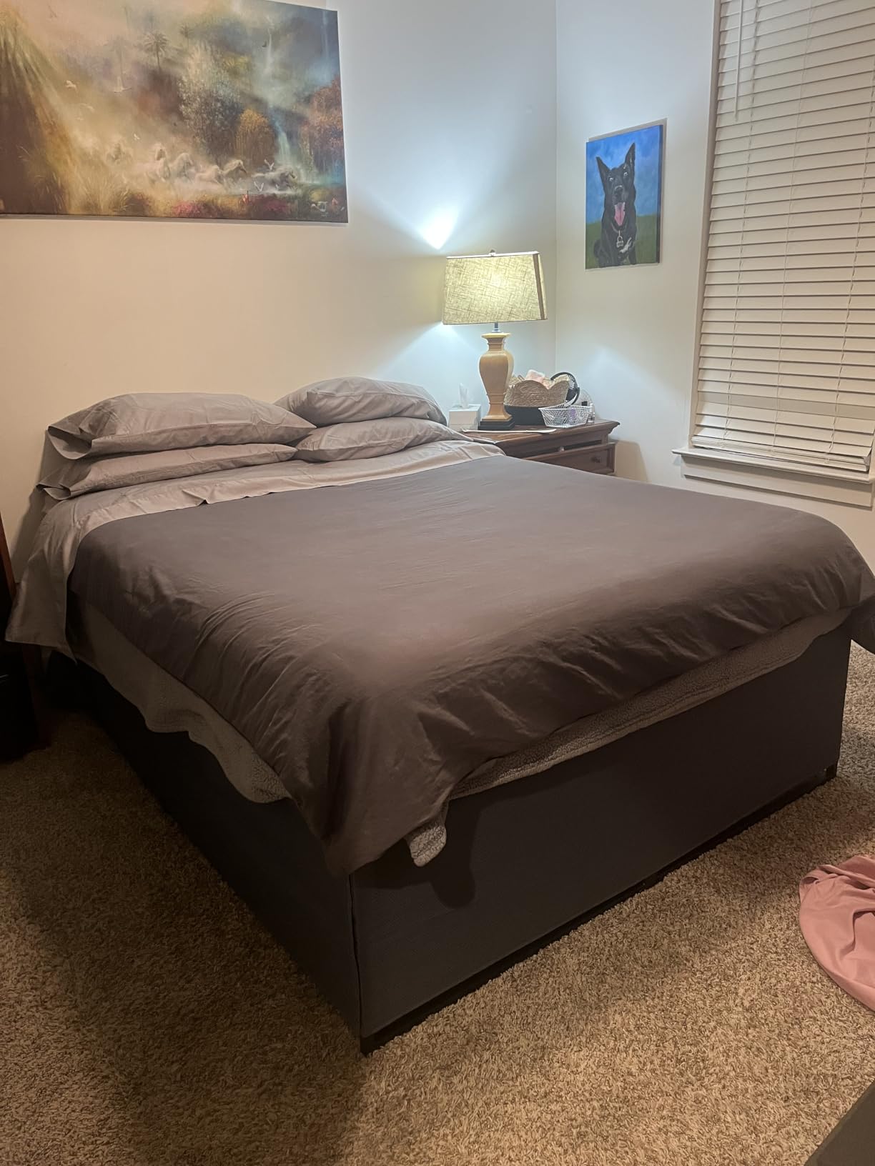 Lutown-Teen 14 Inch Queen Bed Frame Heavy Duty Steel Slat Support Metal Platform Bed Frame Queen Size No Box Spring Needed, Easy Assembly, Black customer photo 2
