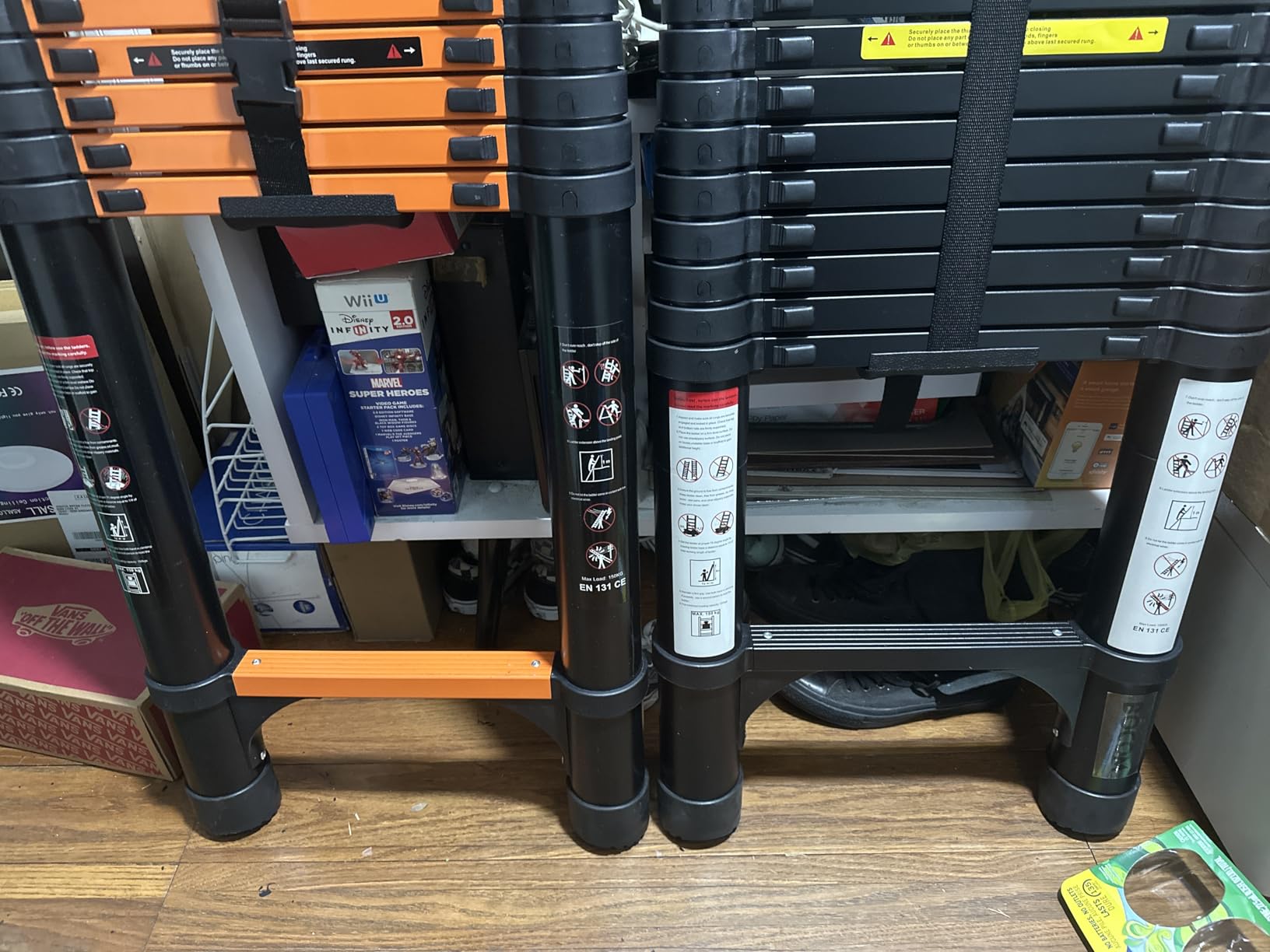 SINMEIRUN 16.5 FT Telescoping Ladder, Aluminum Extension Ladder, 330 lbs Load Capacity, Multi-Purpose Collapsible Ladder for Home and Work; Orange customer photo 1