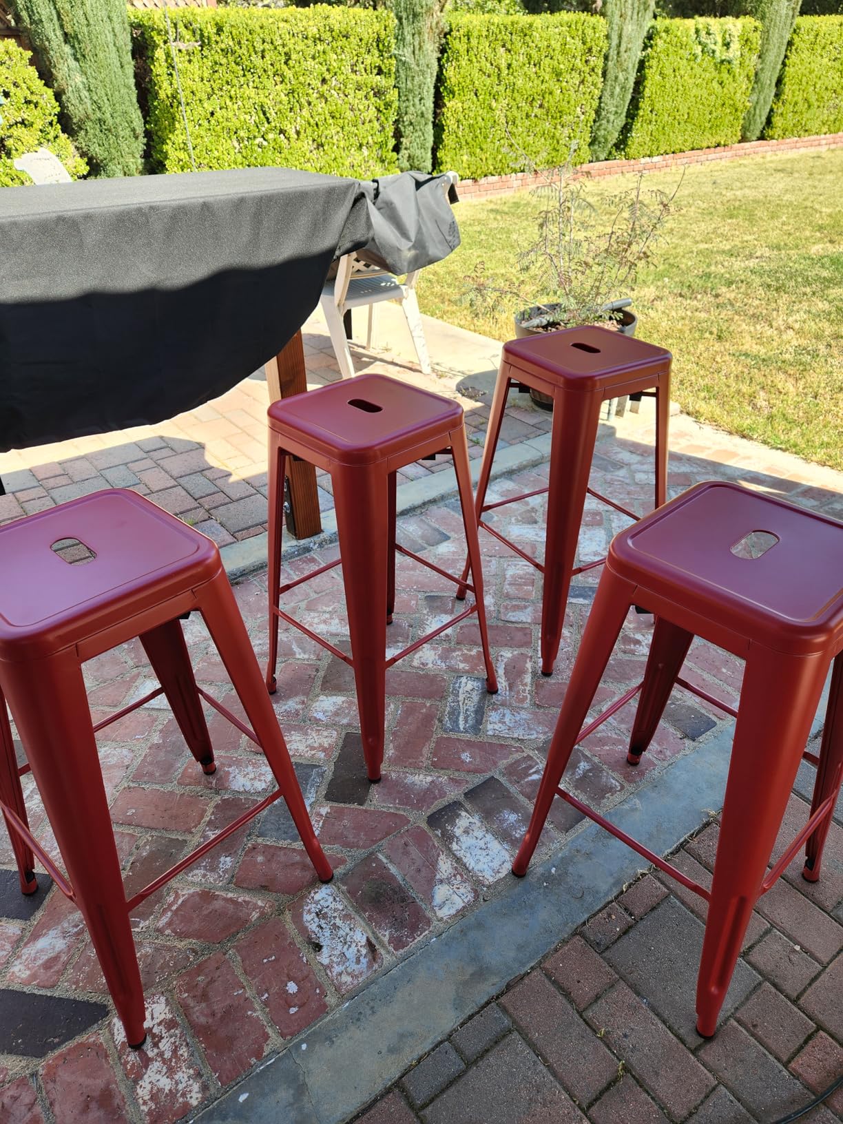 Furmax 30 Inch Metal Bar Stools Set of 4, Counter Height Stools, Industrial Bar Chairs Patio Stool Stackable Stool for Kitchen/Dining Room/Indoor Outdoor(Dark Black, 30'' Backless) customer photo 1