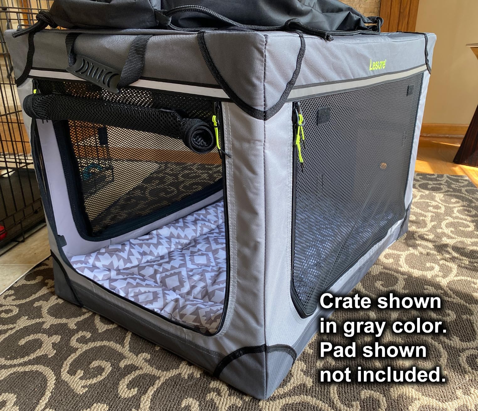 Lesure Shown on TODAY Show Soft Collapsible Dog Crate - 42 Inch Portable Travel Crate for Extra Large Dogs Indoor & Outdoor, 4-Door Foldable Pet Kennel with Mesh Windows, Black customer photo 1