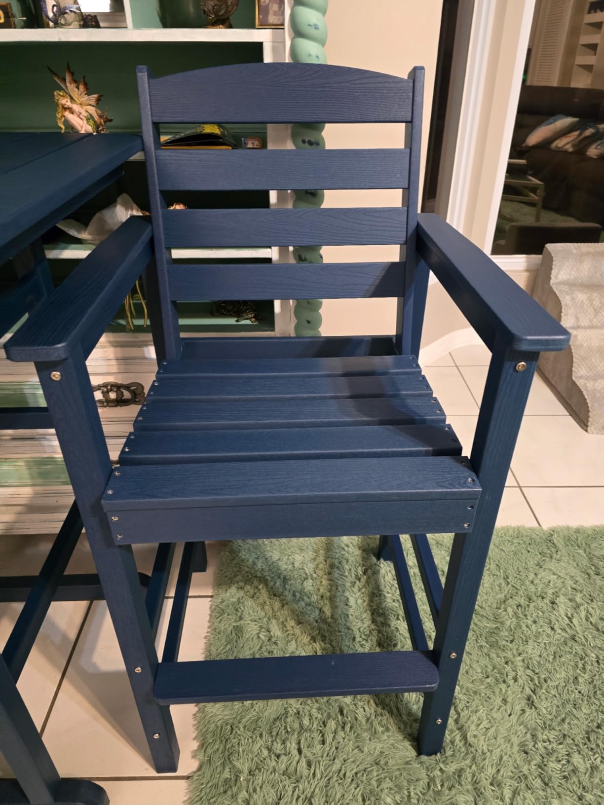 SERWALL Balcony Adirondack Chairs and Table 3 Pieces Set, Adirondack Bar Height Chairs Set of 2 and Bar Table, Outdoor Bar Stools Set, Gray customer photo 1