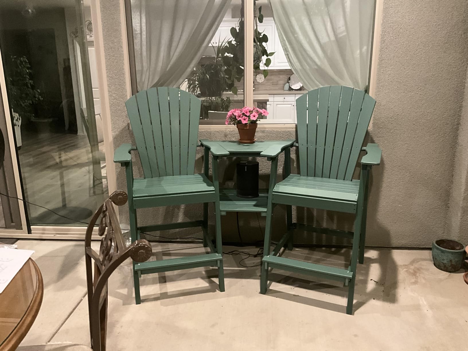 Tall Adirondack Chair Set of 2, All Weather HDPE Bar Height Adirondack Chair with Double Connecting Trays, Adirondack Barstools for Balcony, Deck, Backyard, Patio, Garden Grey customer photo 2