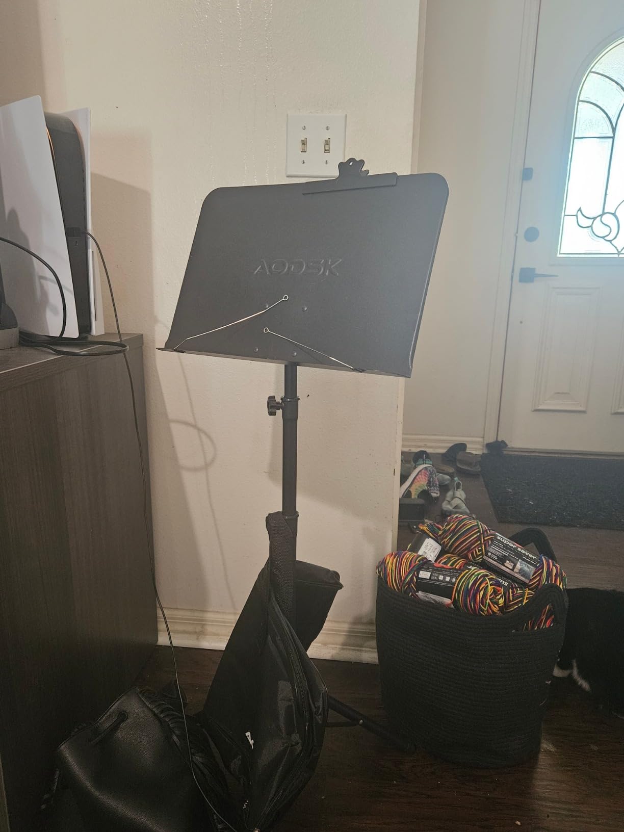 AODSK Sheet Music Stand, 5 in 1 Dual-Use Folding Sheet Music Stand & Desktop Book Stand with Portable Carrying Bag & Music Sheet Clip Holder & Sheet Music Book customer photo 2