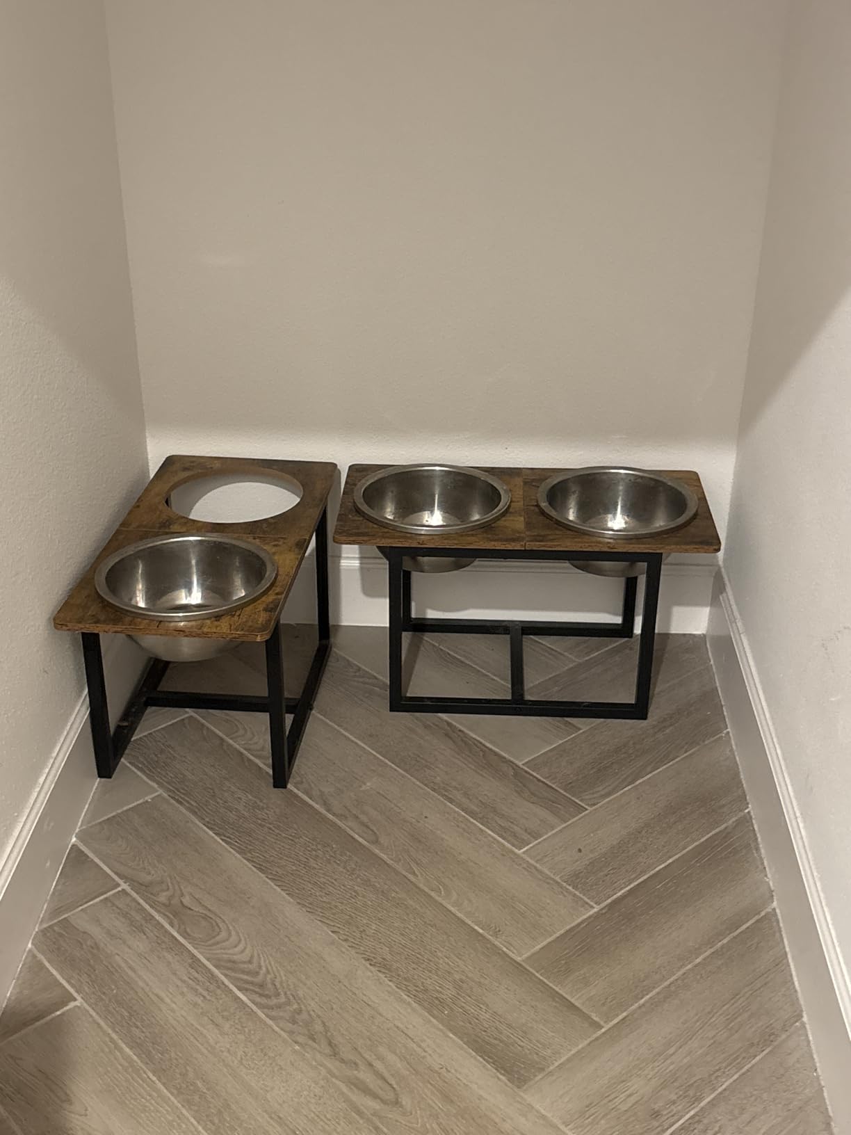 Elevated Dog Bowls for Large Dogs, Raised Dog Bowl Stand with Two X-Large Stainless Steel Bowls for Dogs, 3.5L Capacity, Rustic Brown customer photo 2