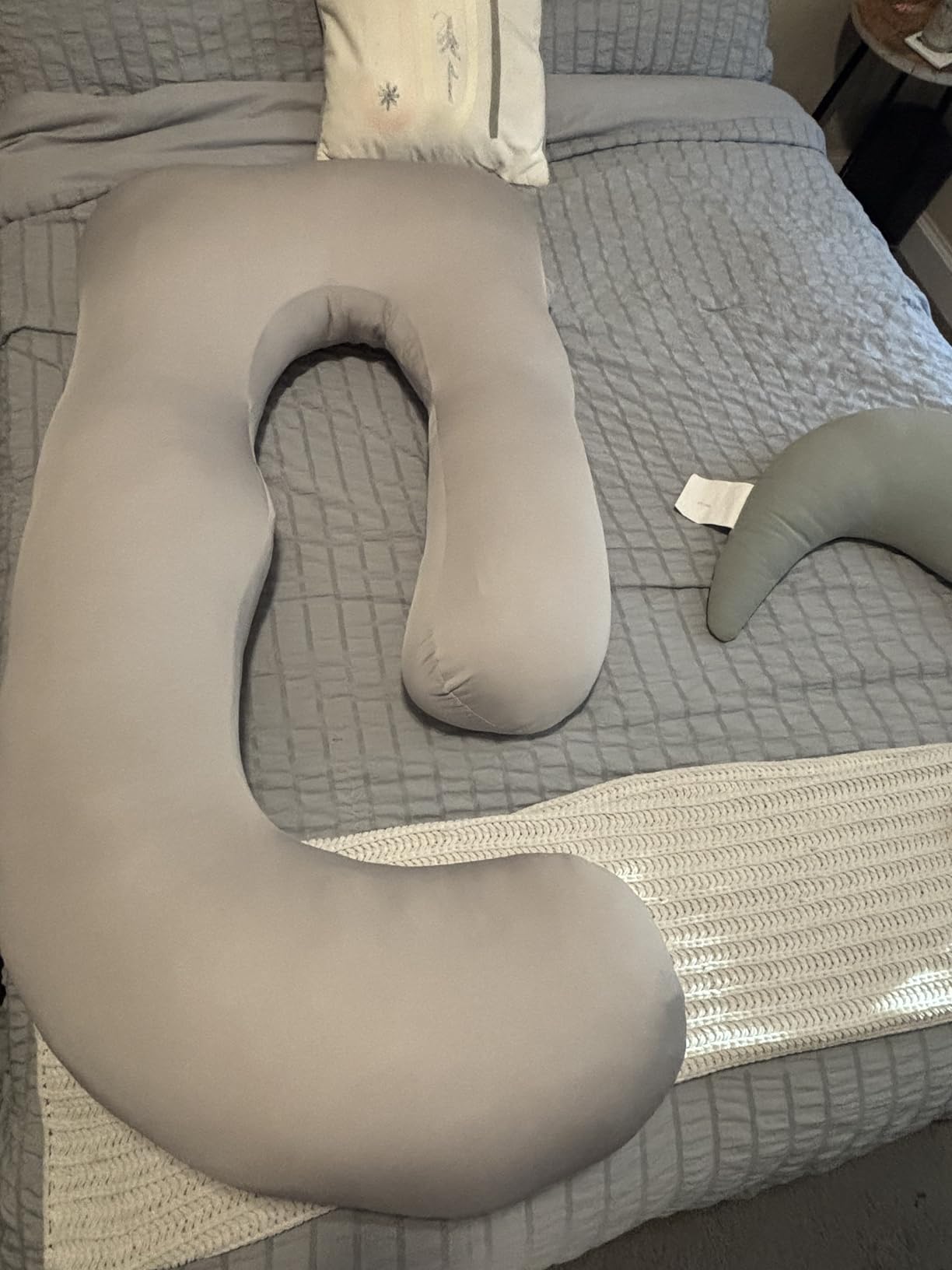 Sasttie Pregnancy Pillows for Sleeping, U Shaped Cooling Full Body Pillow with Removable Cover, Pregnant Women Must Haves, Maternity Essential, Light Grey customer photo 2