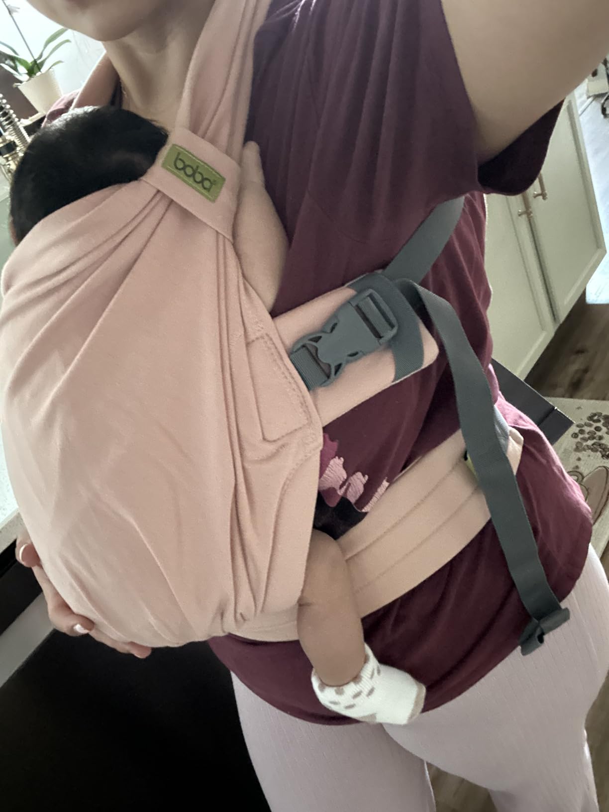 Boba Bliss Pre-Wrapped Baby Carrier with Buckle - Newborn to 7-35 lbs Light, Breathable & Easy to Adjust Hybrid Infant Sling & Toddler Carrier - Certified Hip-Healthy for 0-18 Months - Bloom customer photo 1