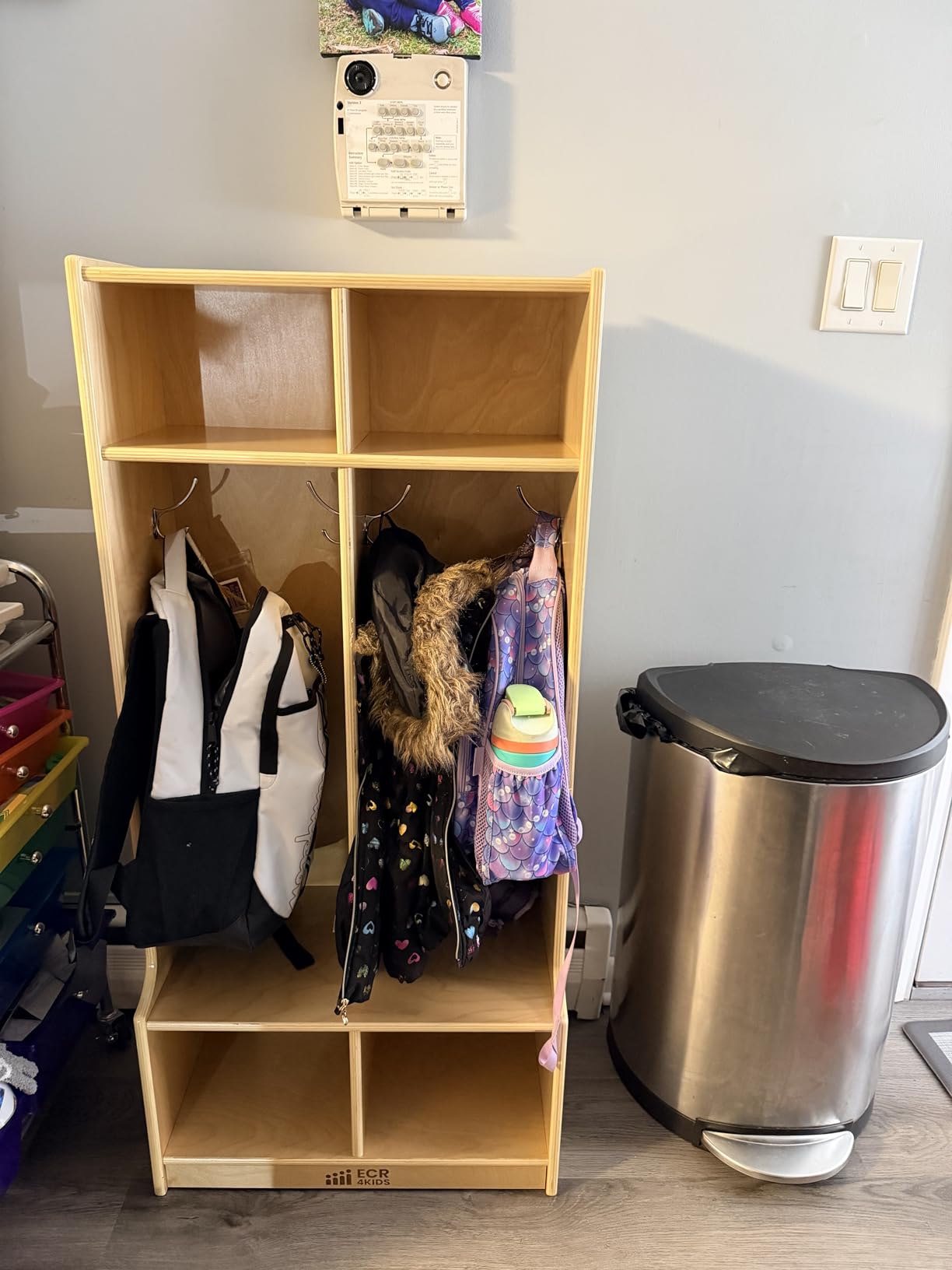 ECR4Kids 2-Section Coat Locker with Bench and Cubby Storage, Classroom Furniture, White Wash customer photo 1