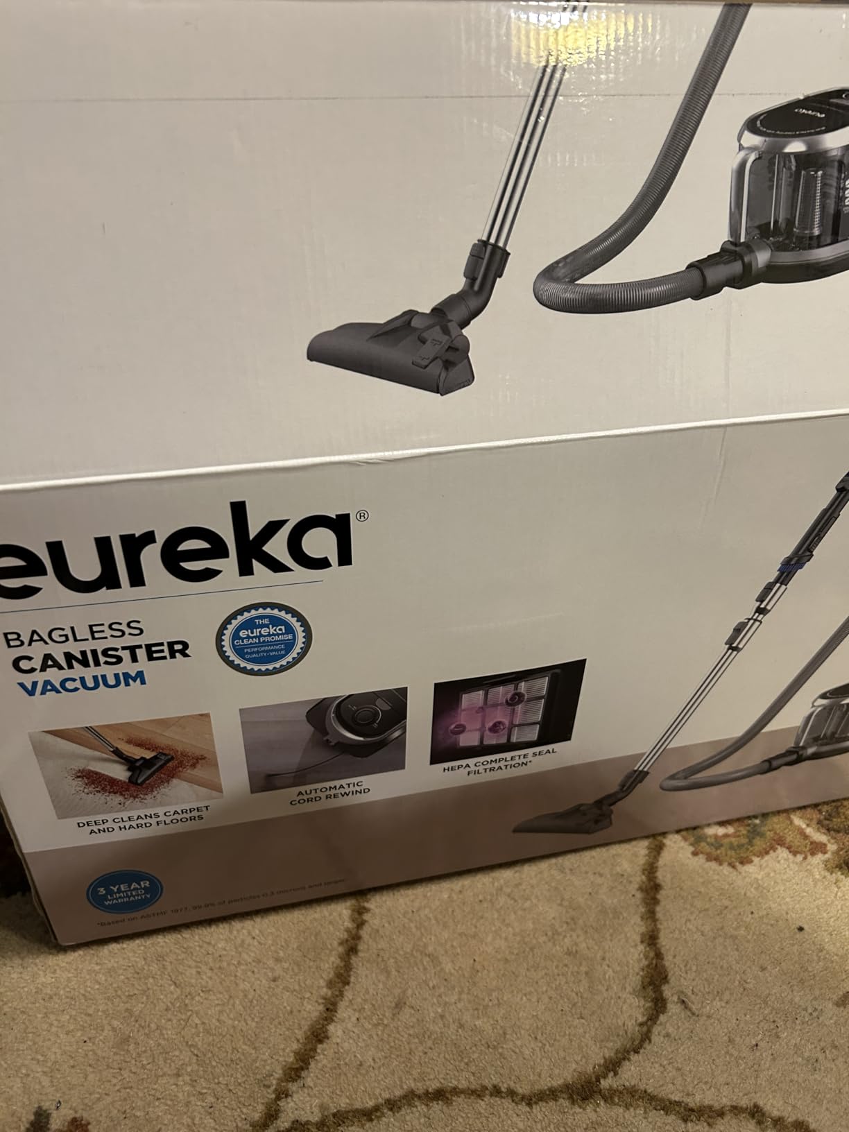 Eureka Bagless Canister Vacuum Cleaner, Lightweight Vac for Carpets and Hard Floors, Silver with Black, NEN180 customer photo 2
