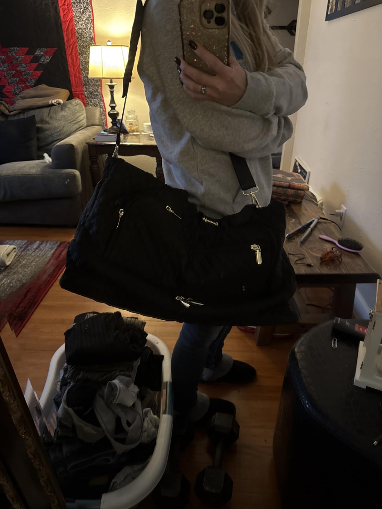 Large Women Travel Duffle Bag, Carry on Bag with Wet Toiletry Pocket for Overnight, Weekend, Yoga, Gym, Business Trips, Sport and Hospital, Black customer photo 1