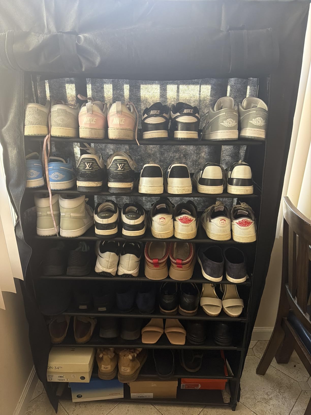 LANTEFUL Shoe Rack with Covers - 10 Tiers Tall Shoe Rack Organizer Large Capacity Shoe Shelf Storage 40 Pairs Space Saving Vertical Shoe Storage Organizer for Closet, Entryway, Dorm, Bedroom customer photo 1