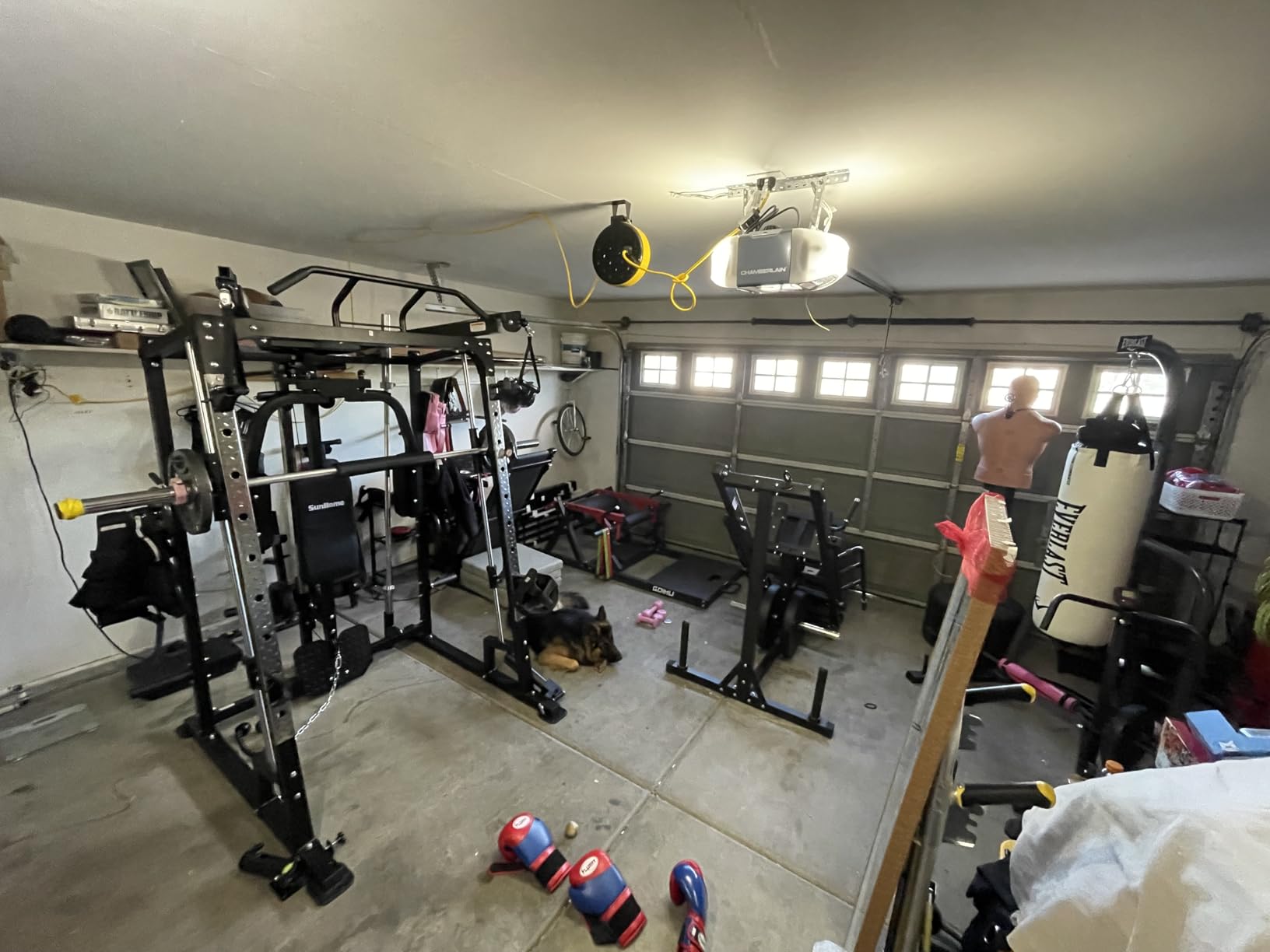 SunHome Smith Machine, Power Cage Squat Rack with Smith Bar, LAT Pull-Down Systems, Cable Crossover Machine and Cable Attachment for Home Gym customer photo 1