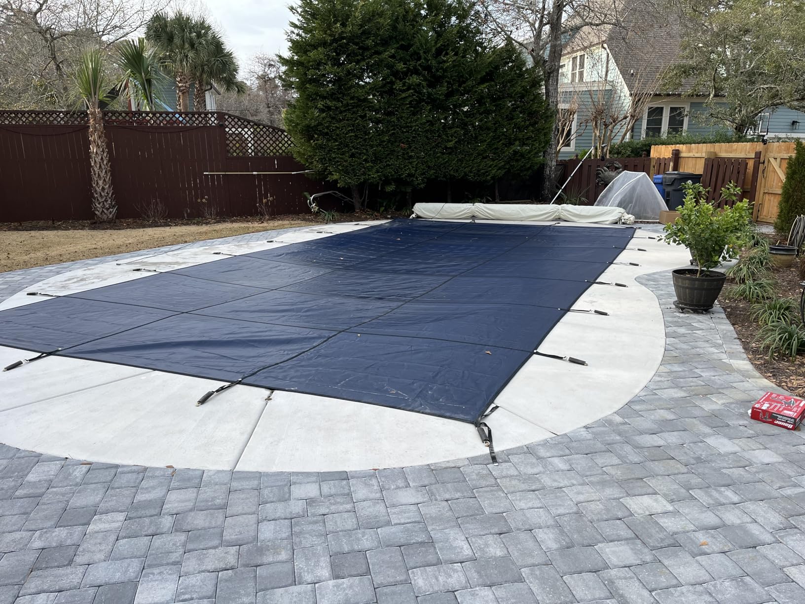 iCOVER Inground Pool Safety Cover, 16x32ft Rectangle Winter Safety Pool Cover for Inground Swimming Pools, Winter Pool Cover, Pool Covers for Inground Pools, Triple Stitched for High Strength, Blue customer photo 2