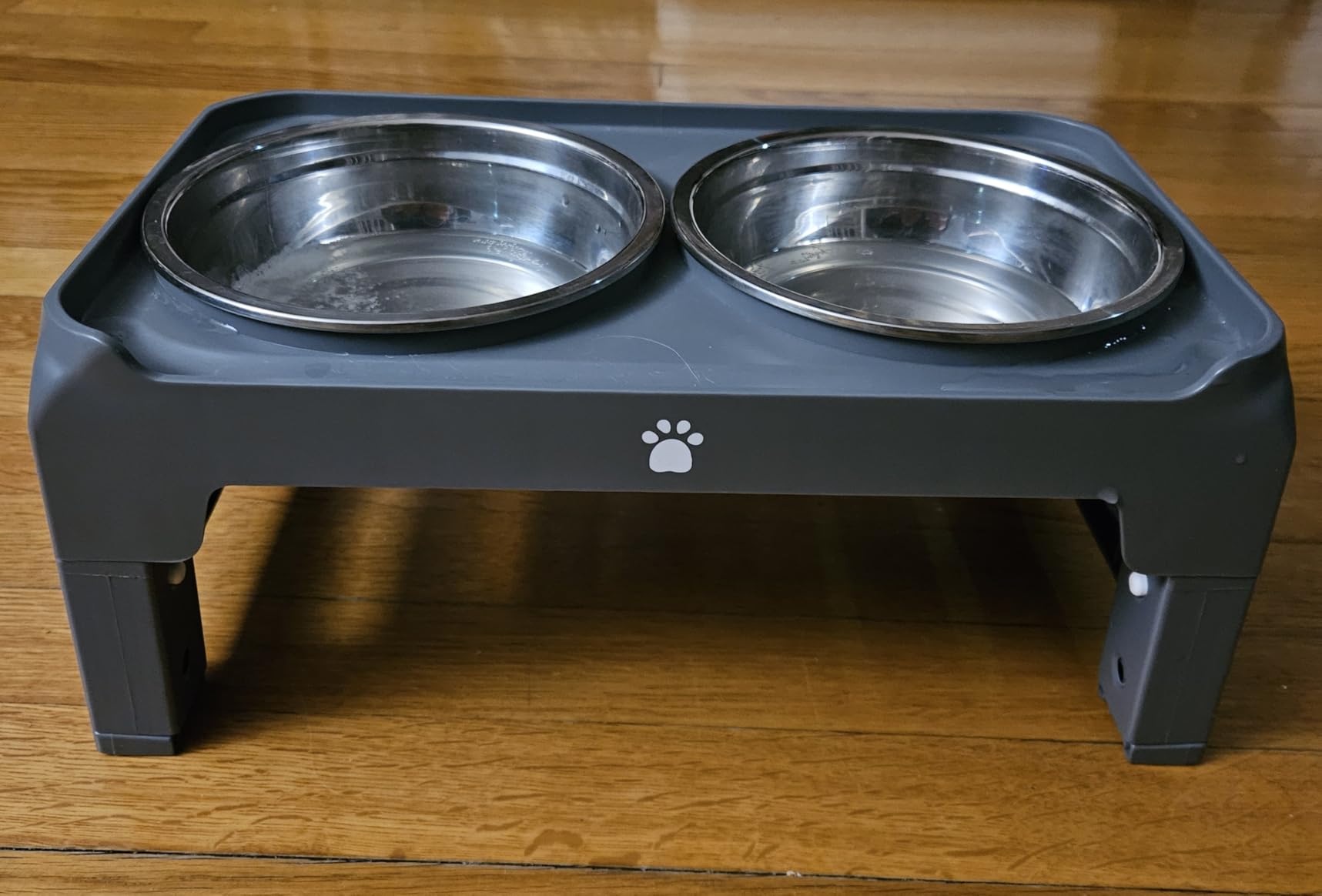 Elevated Raised Dog Bowl Stand with 2 Stainless Steel Bowls, Adjustable Height for Medium Large Dogs, 12.36