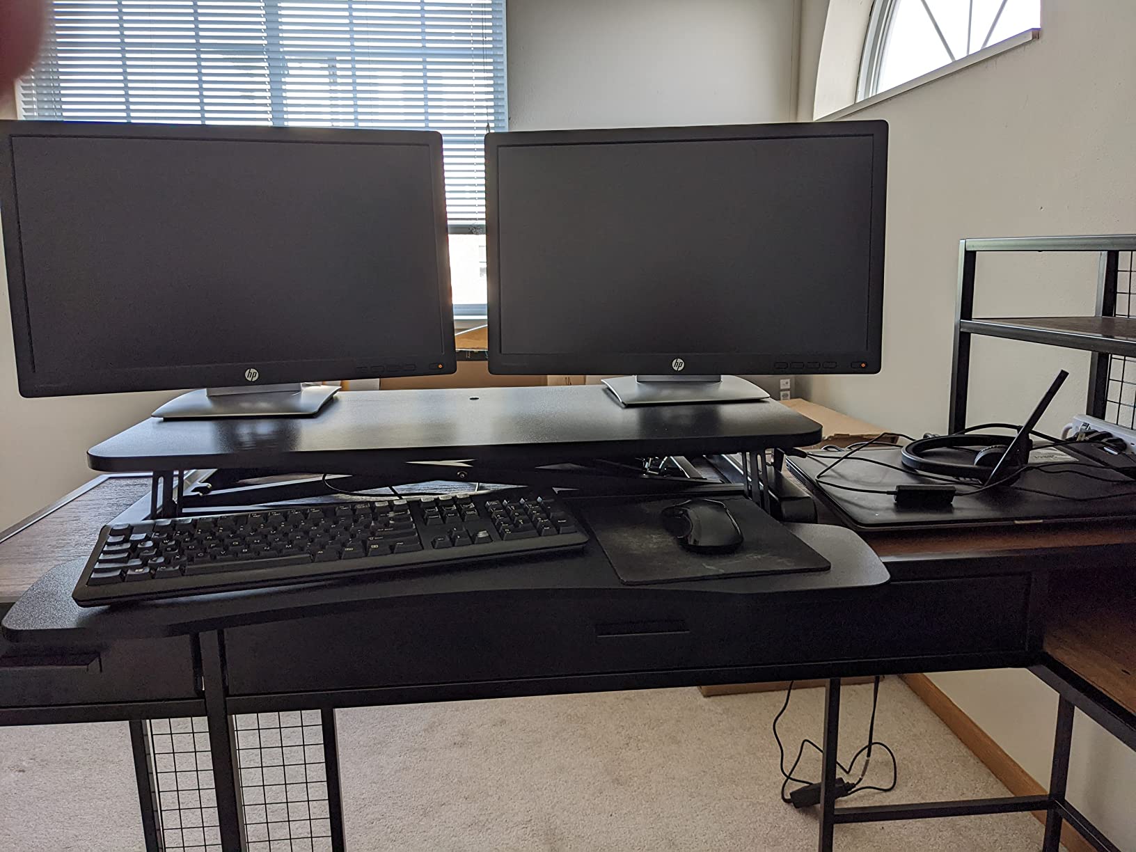 VIVO 48 inch Desk Converter, K Series, Height Adjustable Sit to Stand Riser, Dual Monitor and Laptop Workstation with Wide Keyboard Tray, Black, DESK-V048KB customer photo 2