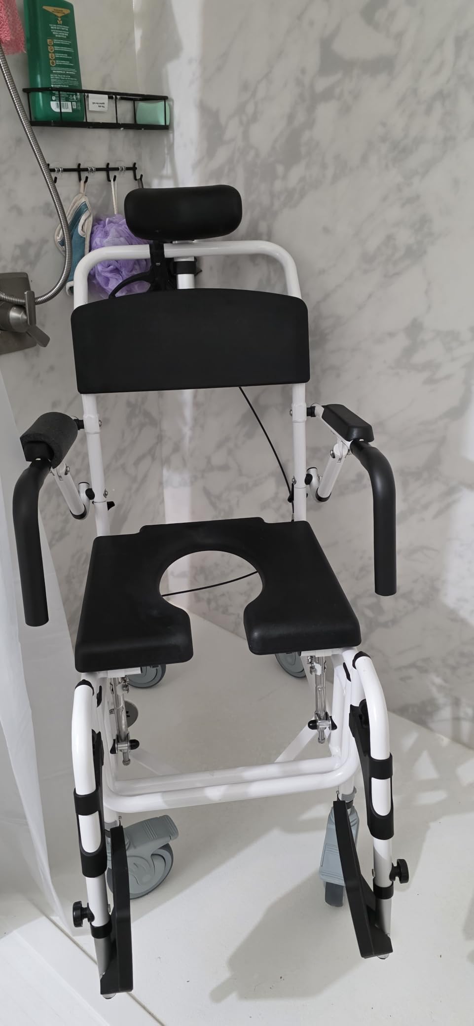 Vive Reclining Shower Chair with Wheels - Commode Wheelchair for Seniors, Disabled customer photo 1