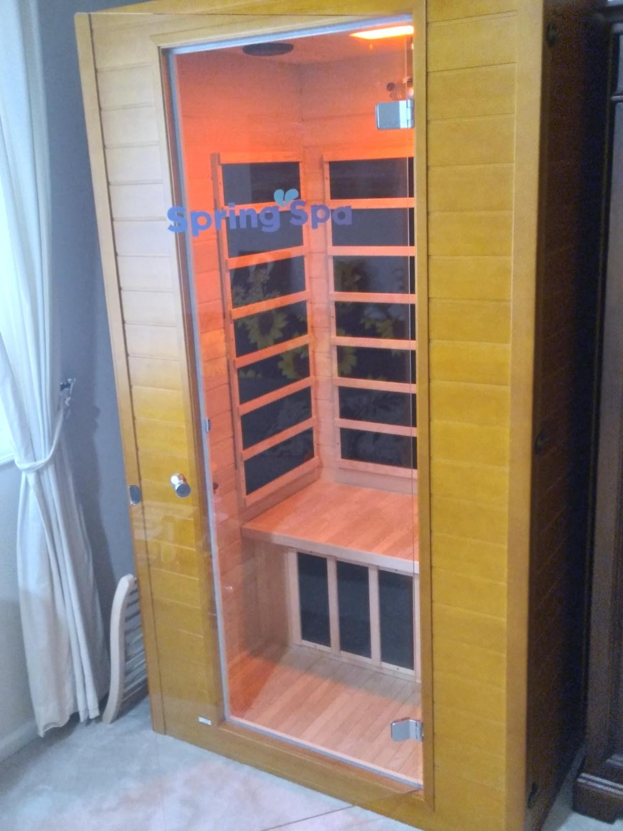 springspa Far Infrared Sauna for Home, Home Indoor Infrared Sauna for 2-Person, Canadian Hemlock Wood Sauna Room with Low Emf Red Light Therapy, 9 Chromotherapy Lights, Bluetooth Speakers customer photo 1