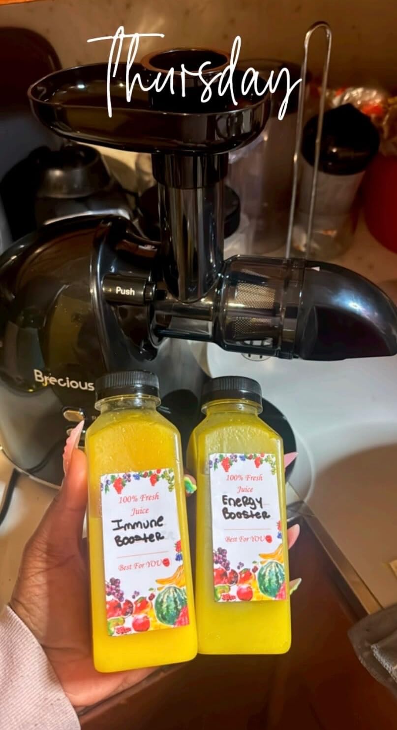 Brecious Slow Masticating Juicer, Cold Press Juicers with 2 Speed Modes & Quiet Motor, Juicers Machines Vegetable and Fruit with Reverse Function, Celery Juicer, BPA-Free, Easy to Clean (Silver) customer photo 1