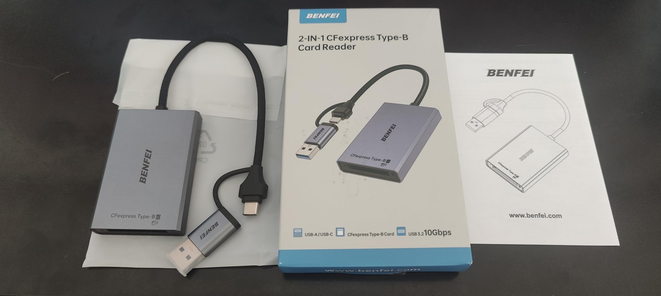 BENFEI CFexpress Type B Card Reader with USB 3.2 (Gen 2) 10Gbps, USB-C&USB-A 2-in-1 Type B CFexpress Adapter, Compatible with Windows/Mac/Linux/Android (Not for XQD Card) customer photo 1