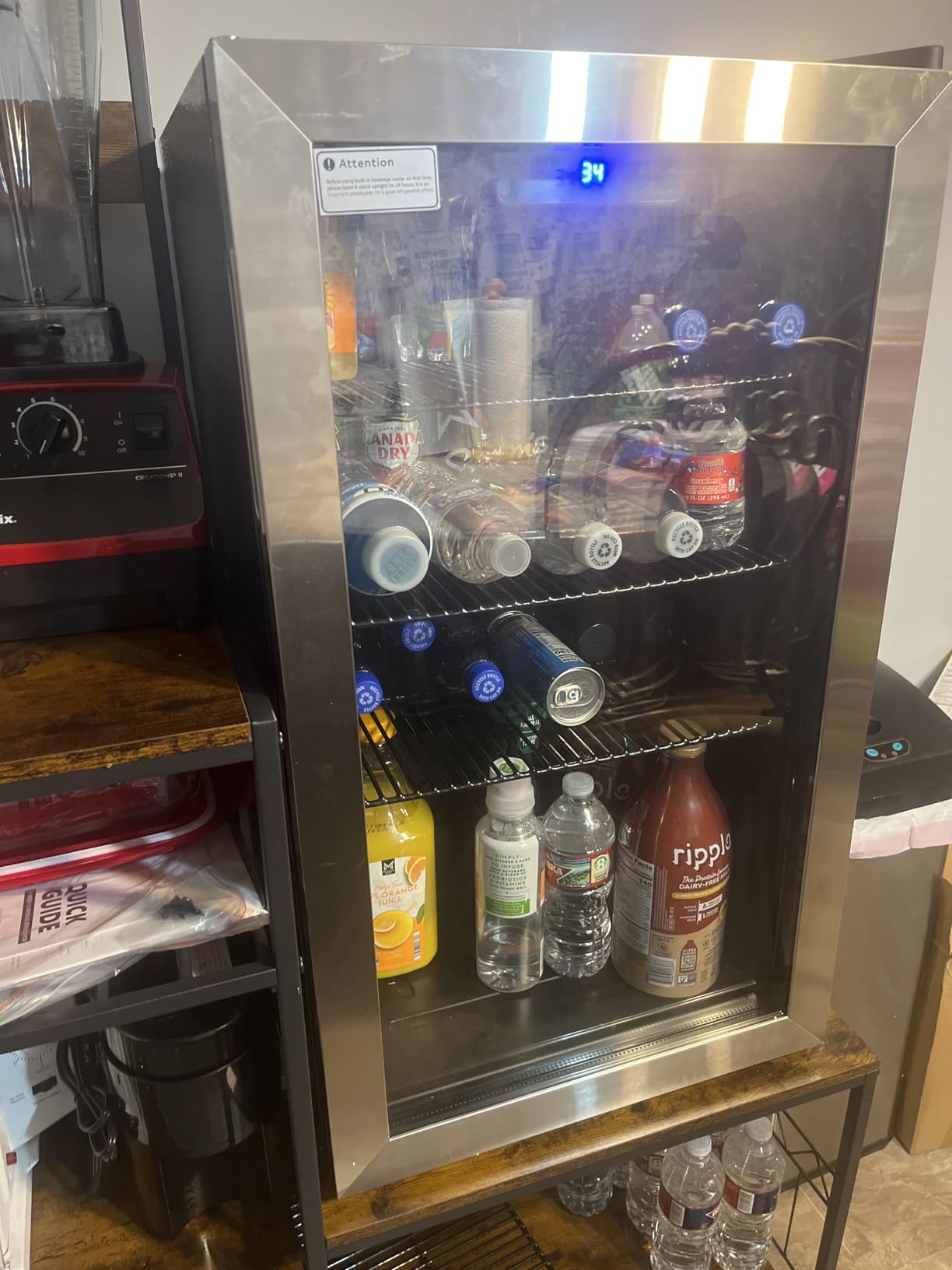 Beverage Refrigerator Cooler, 126 Can Mini Fridge with Glass Door for Wine, Soda Beer, Beverage Cooler for Home, Bar, Office with Adjustable Removable Shelves, Black customer photo 2