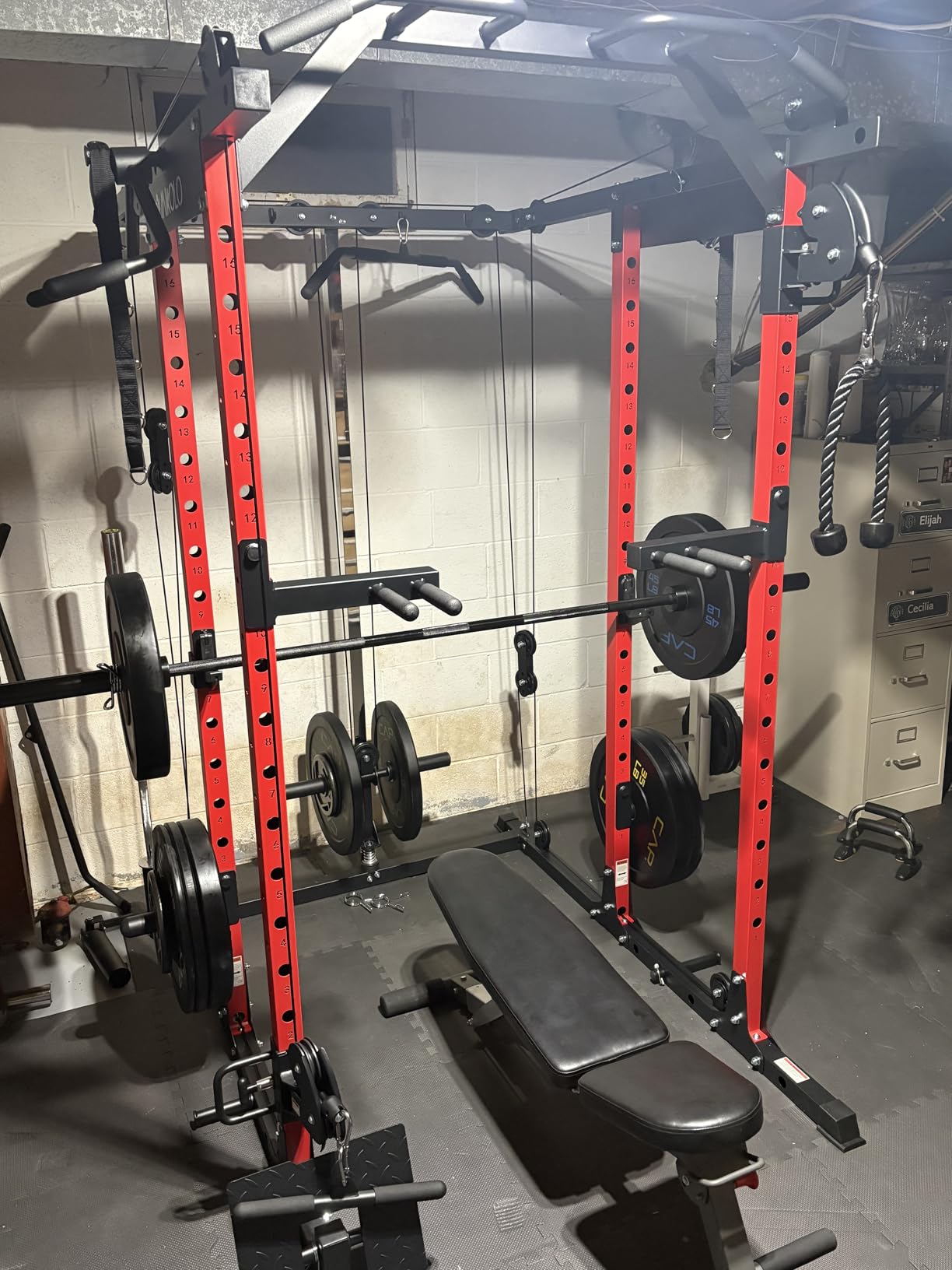 Mikolo Power Cage, Power Rack with Cable Crossover System, 1500LBS Squat Rack with LAT Pull Down System customer photo 2