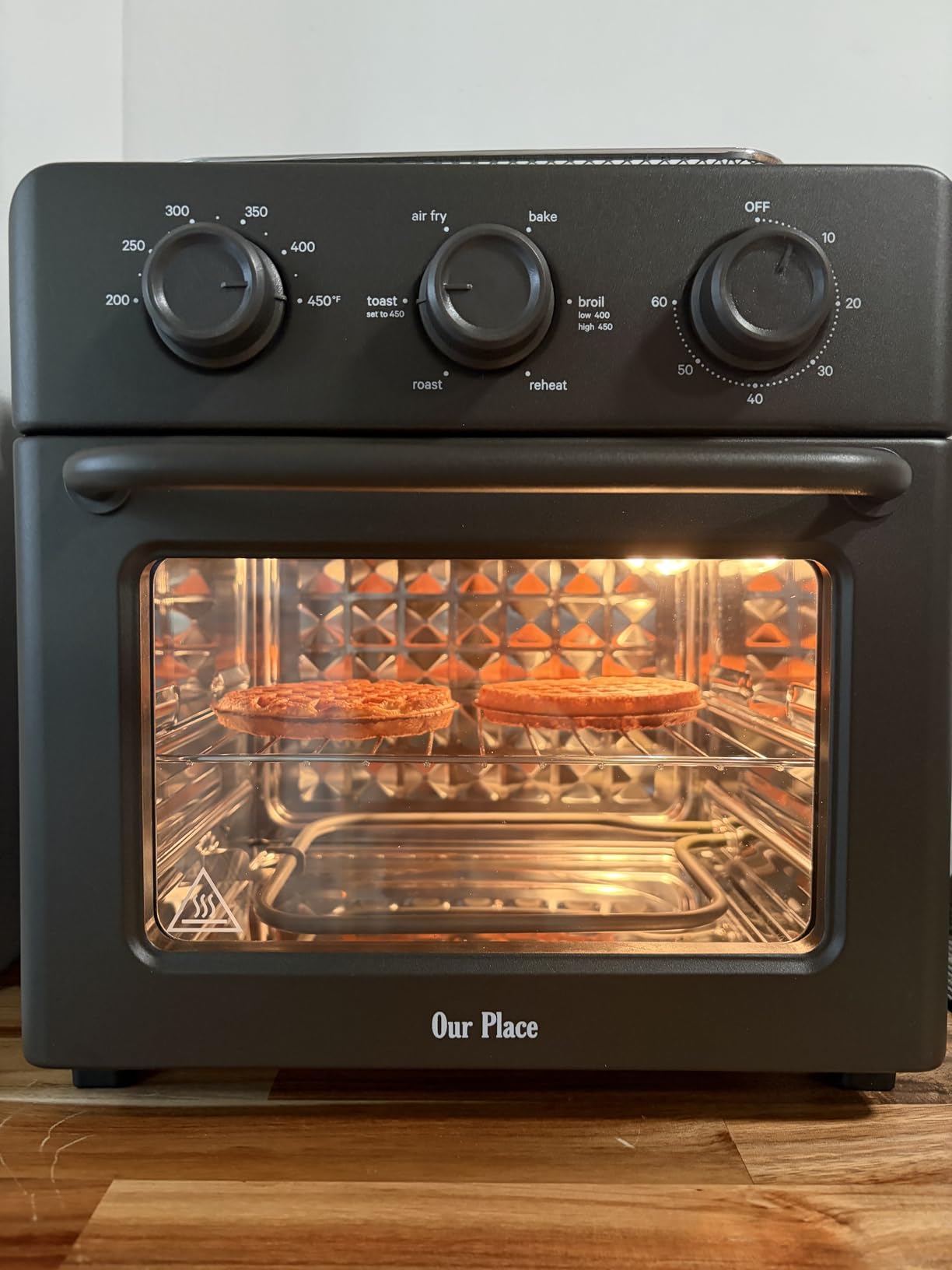 Our Place Wonder Oven | 6-in-1 Stainless Steel Air Fryer Toaster Oven Combo with Basket, Rack, Pan & Tray | Compact 13 QT Countertop Capacity - Toast, Roast, Bake, Reheat, Broil & Steam | Char customer photo 2