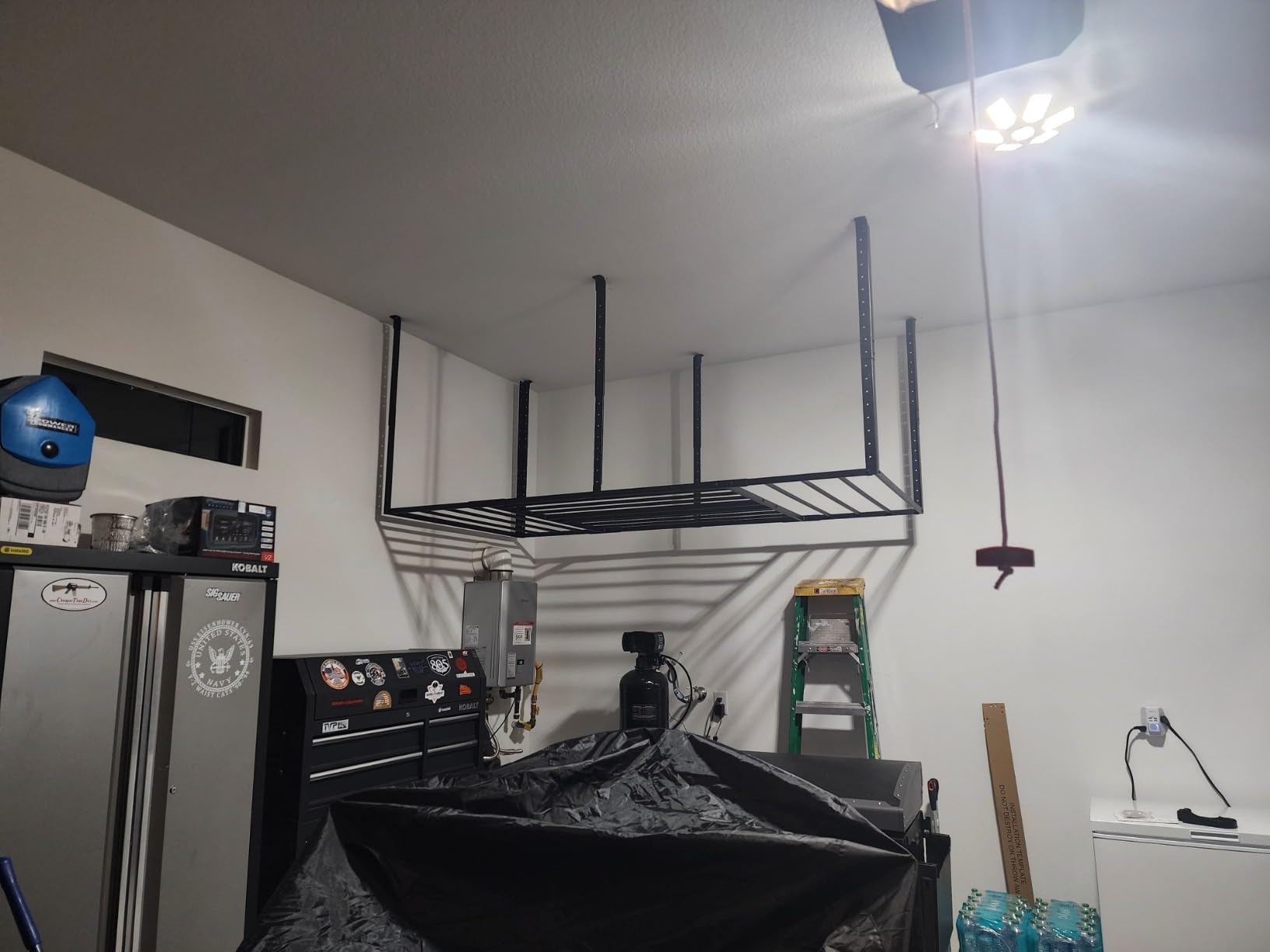 StoreYourBoard 4X8 Garage Storage Rack with Hooks, Ceiling Shelf Overhead Organization, Heavy Duty Steel Platform Holds 700 lbs, 96 in. x 48 in. x 40 in. customer photo 1