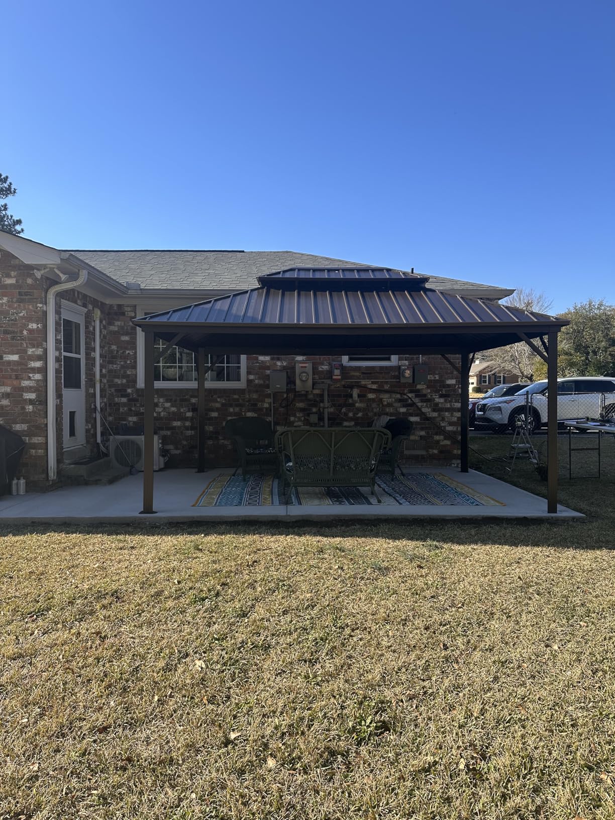 YOLENY 10' x 12' Hardtop Gazebo, Metal Gazebo with Aluminum Frame, Double Galvanized Steel Roof, Curtains and Netting Included, Pergolas for Patios, Garden, Parties, Lawns customer photo 2