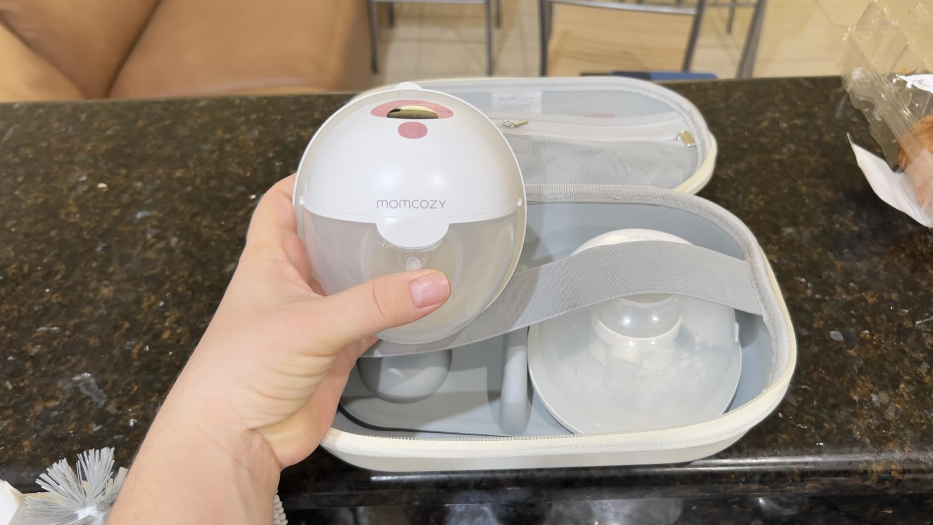 Momcozy M5 Lite Hands-Free Wearable Breast Pump, DoubleFit Flange for Baby-Like Comfort, 3 Modes & 9 Suction Levels, No Flange Insert or Hard Carry Case, 24mm, 2-Pack, Cozy Red customer photo 2